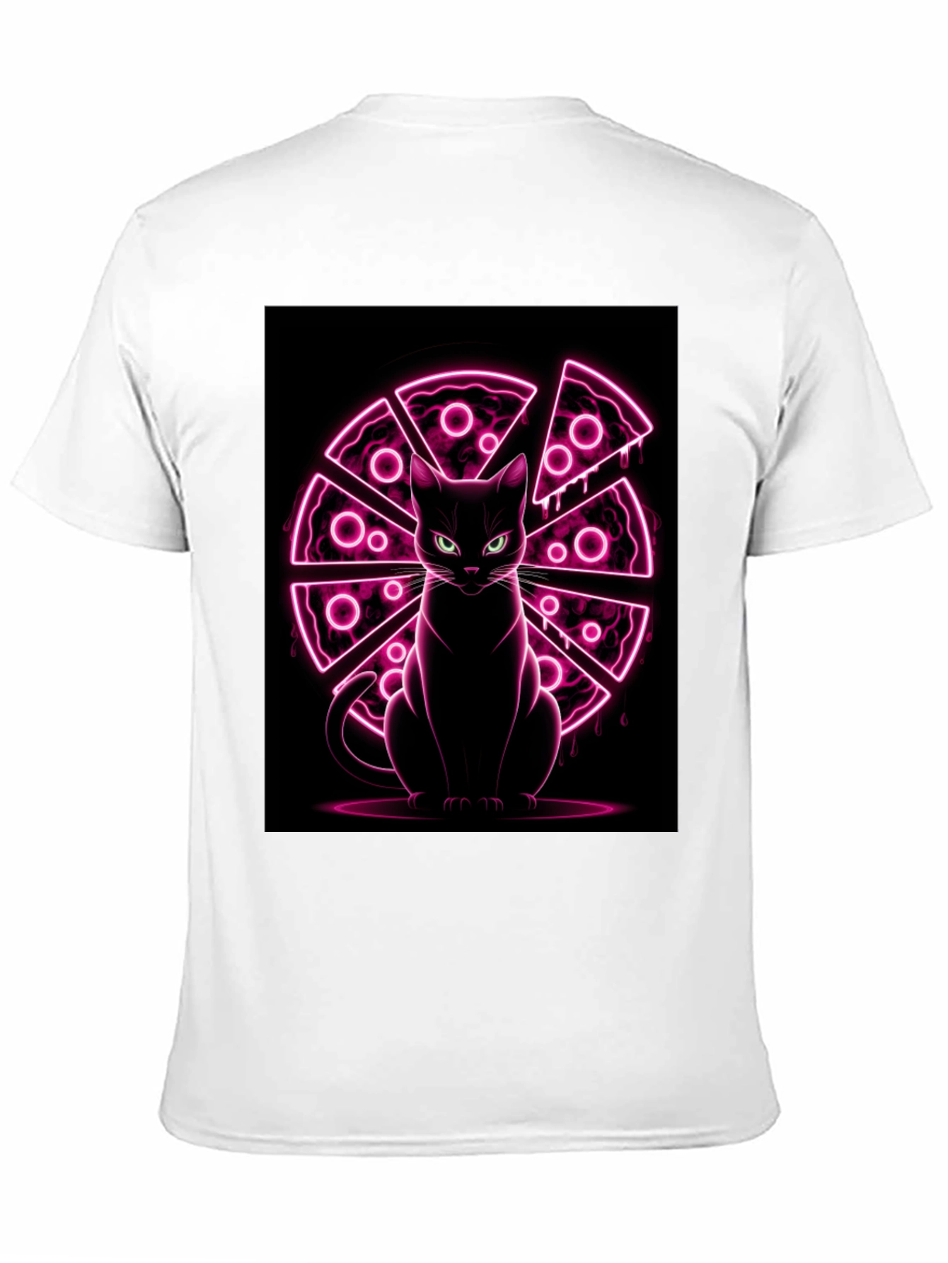 Cat Pizza Neon Graphic T-Shirt