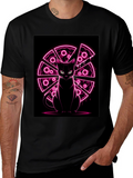 Cat Pizza Neon Graphic T-Shirt