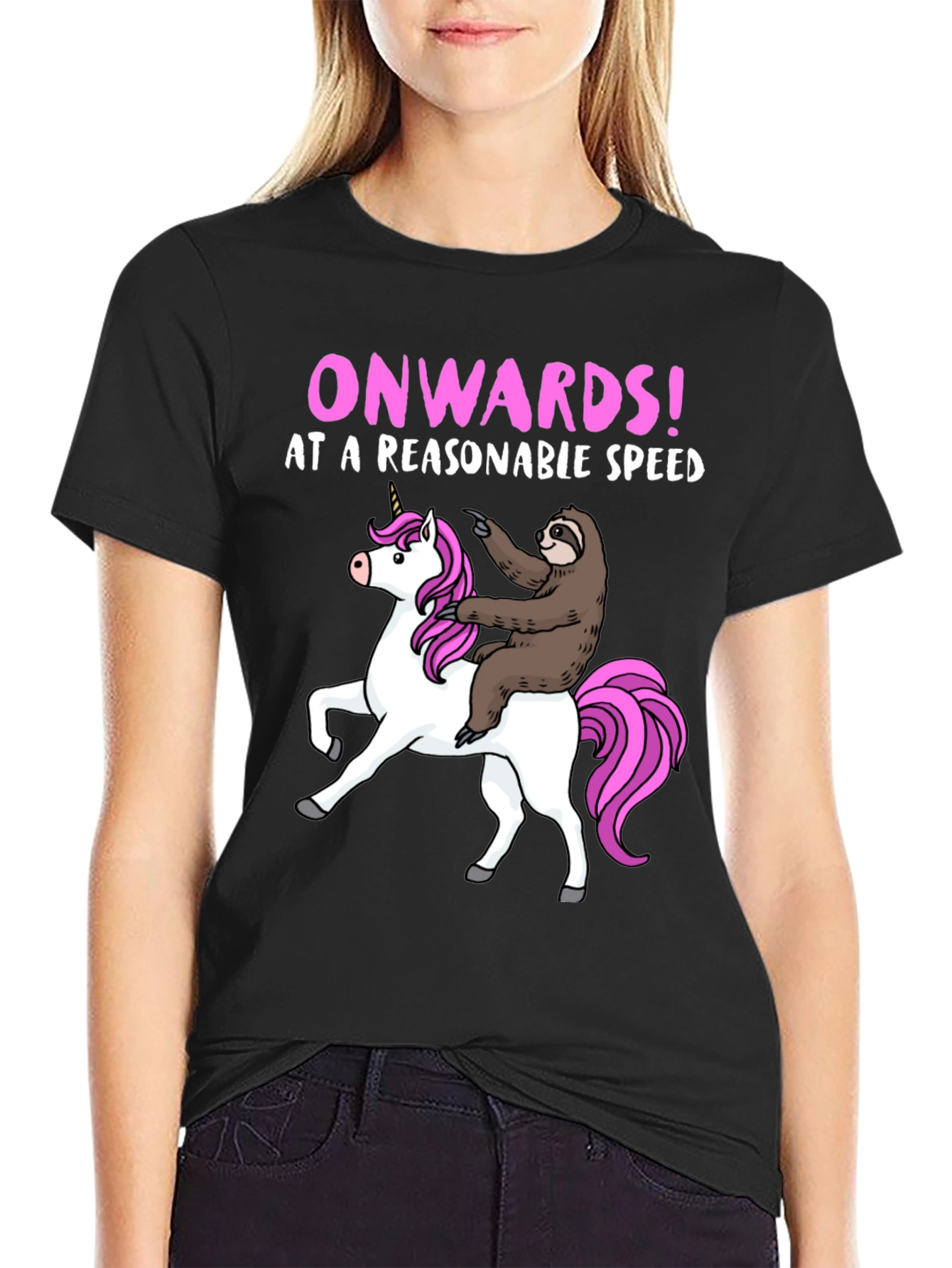 Sloth Riding Unicorn Graphic T-Shirt