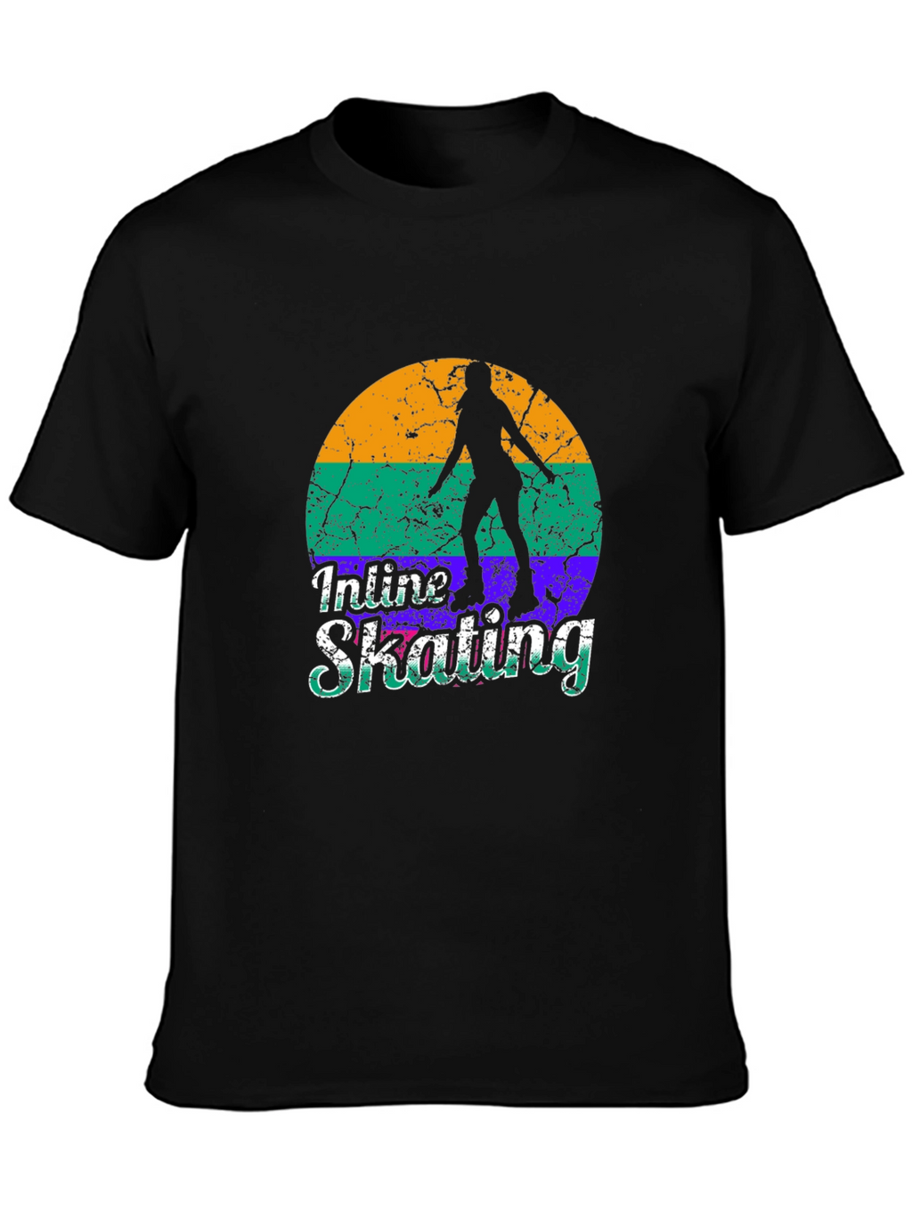 Inline Skating Retro Graphic Tee - Black Cotton