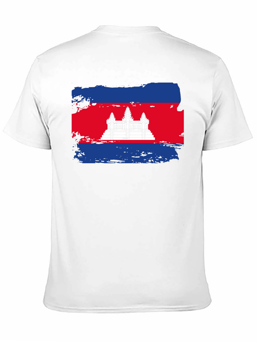 Cambodia Flag Graphic Tee - Black Cotton T-Shirt