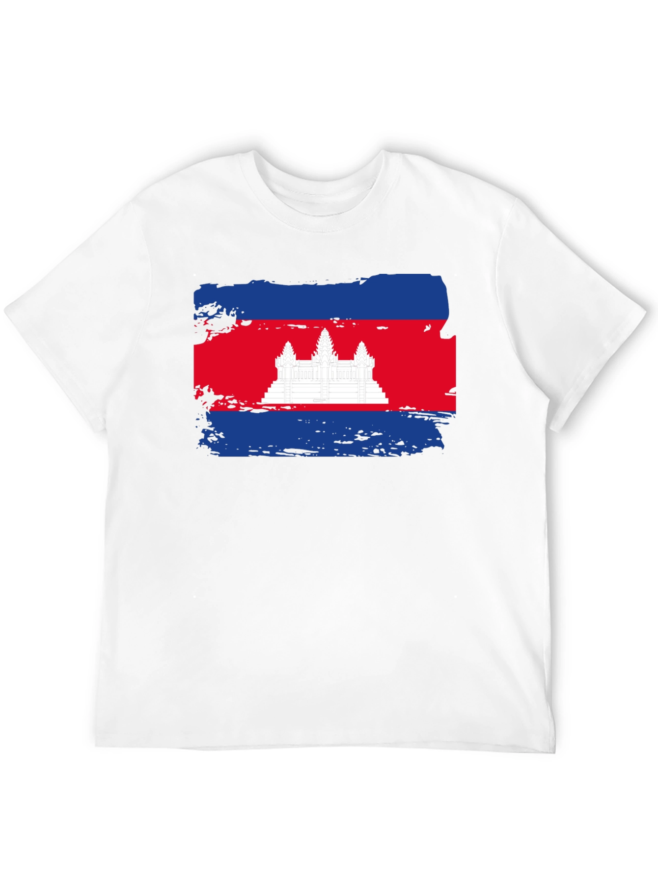 Cambodia Flag Graphic Tee - Black Cotton T-Shirt