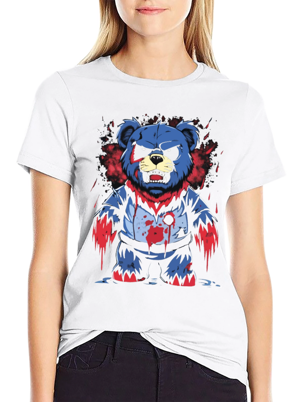 Mens Graphic Tee: Zombie Bear Design