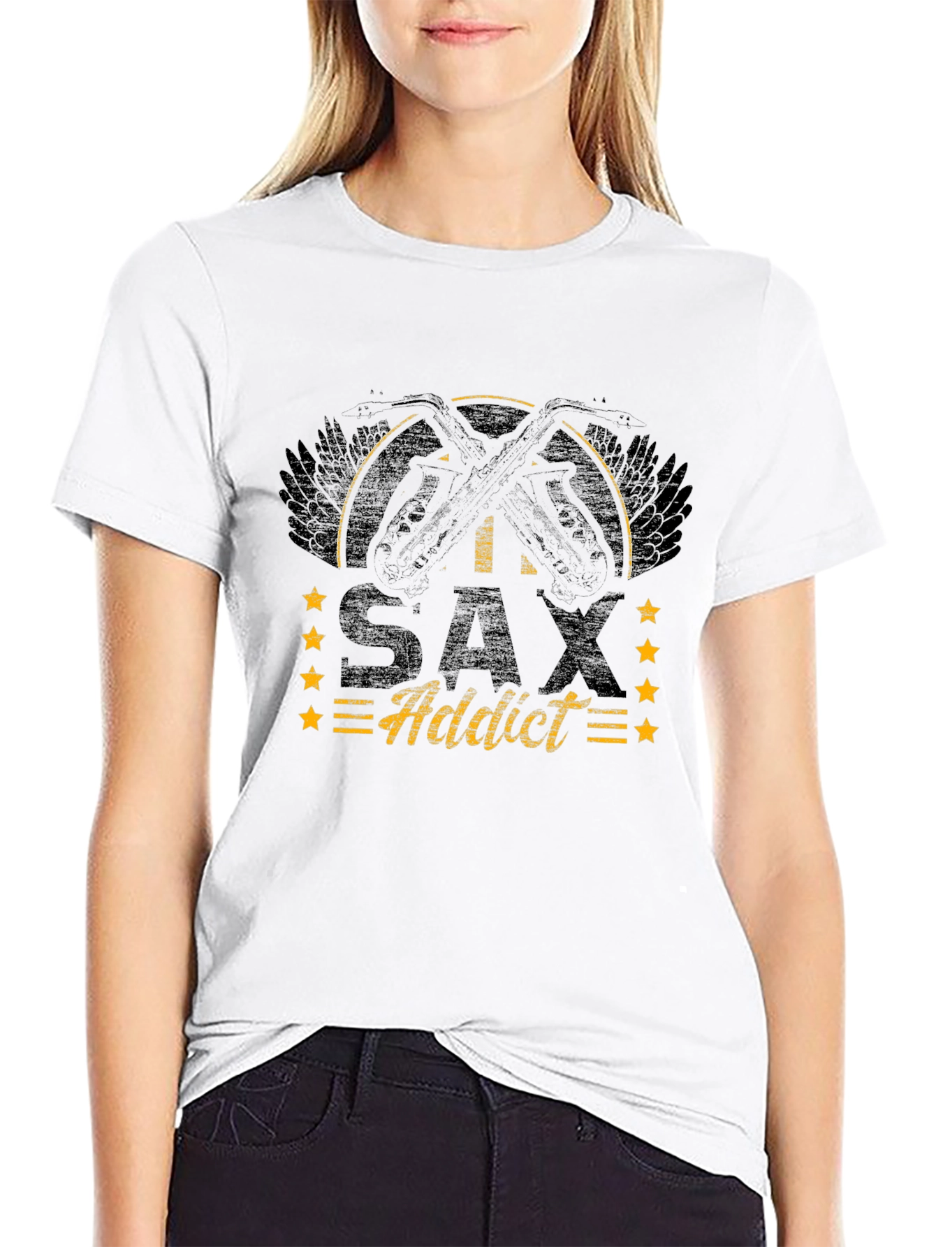 Sax Addict T-Shirt - Black Graphic Tee