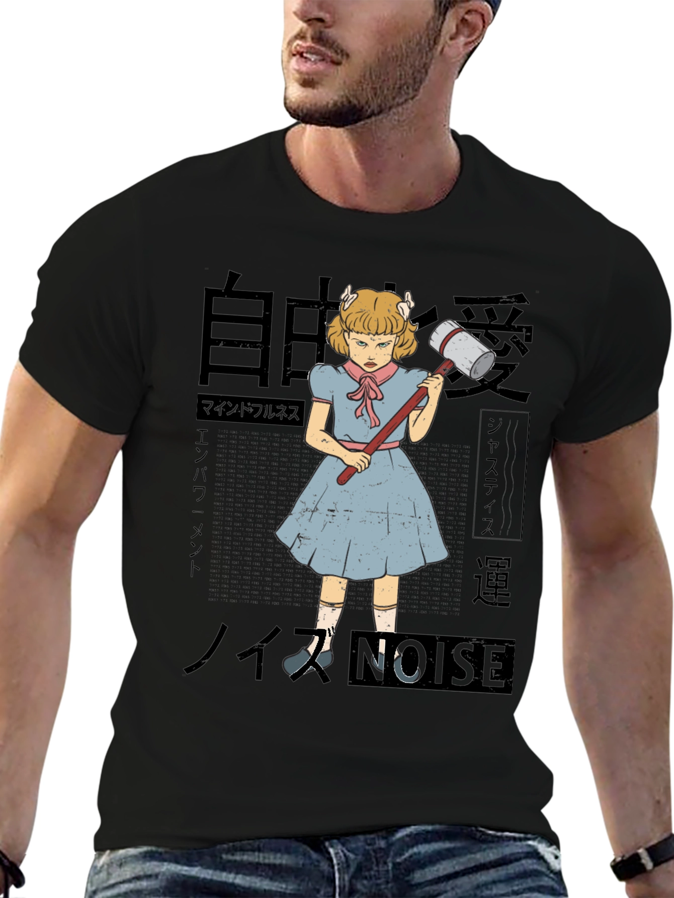 T-Shirt with Anime Girl Graphic