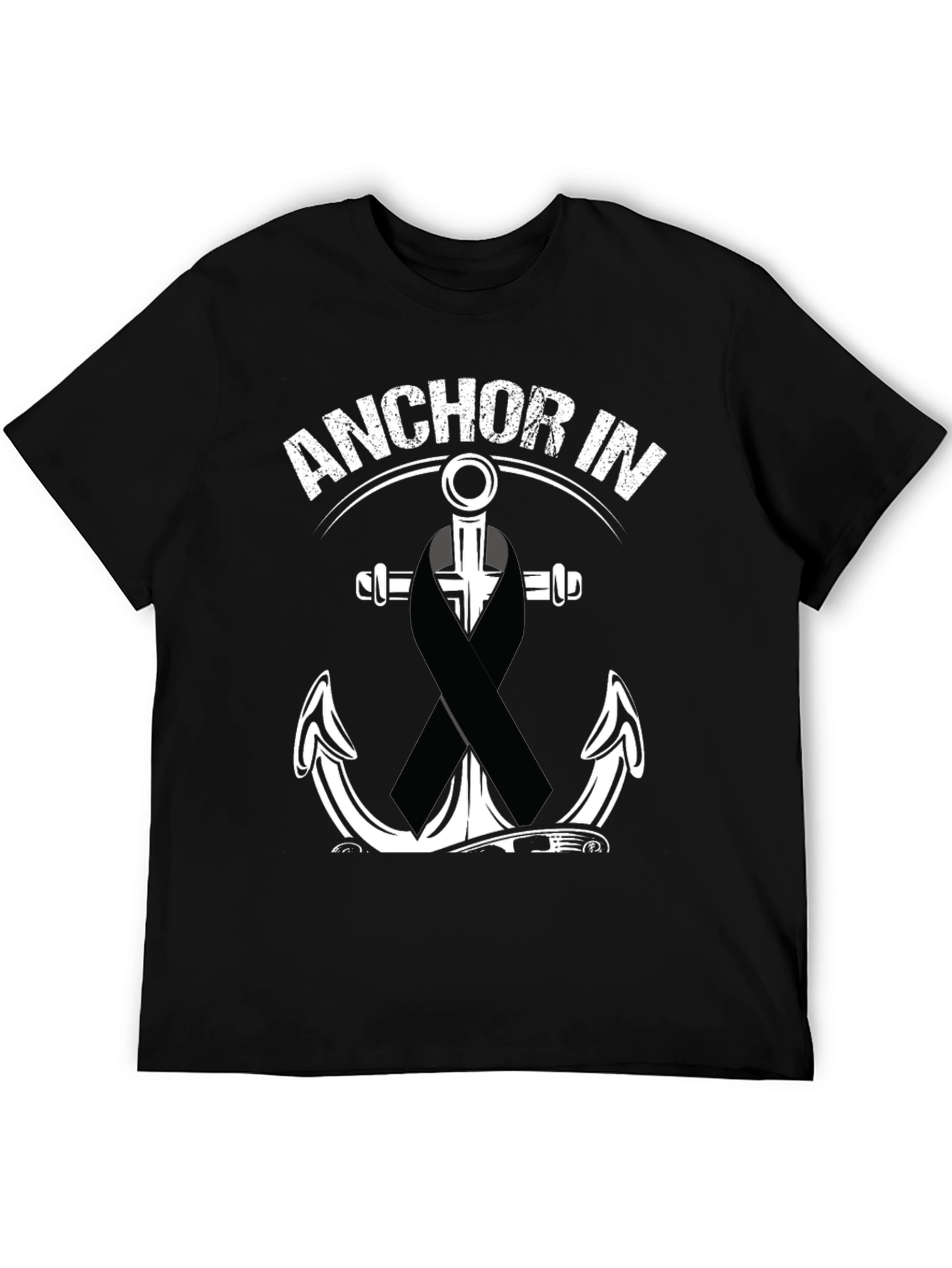 Anchor In T-Shirt With Black Ribbon