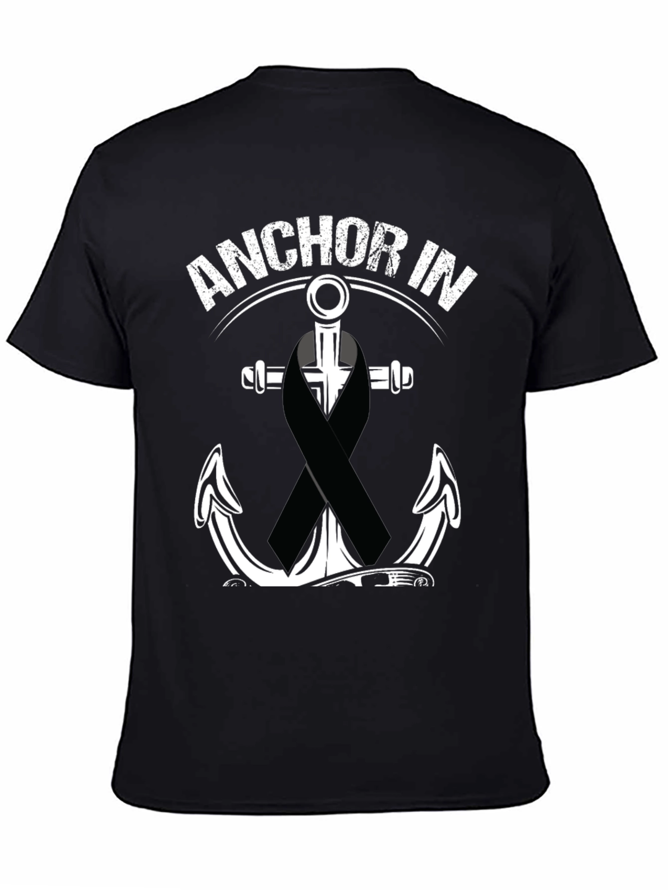 Anchor In T-Shirt With Black Ribbon