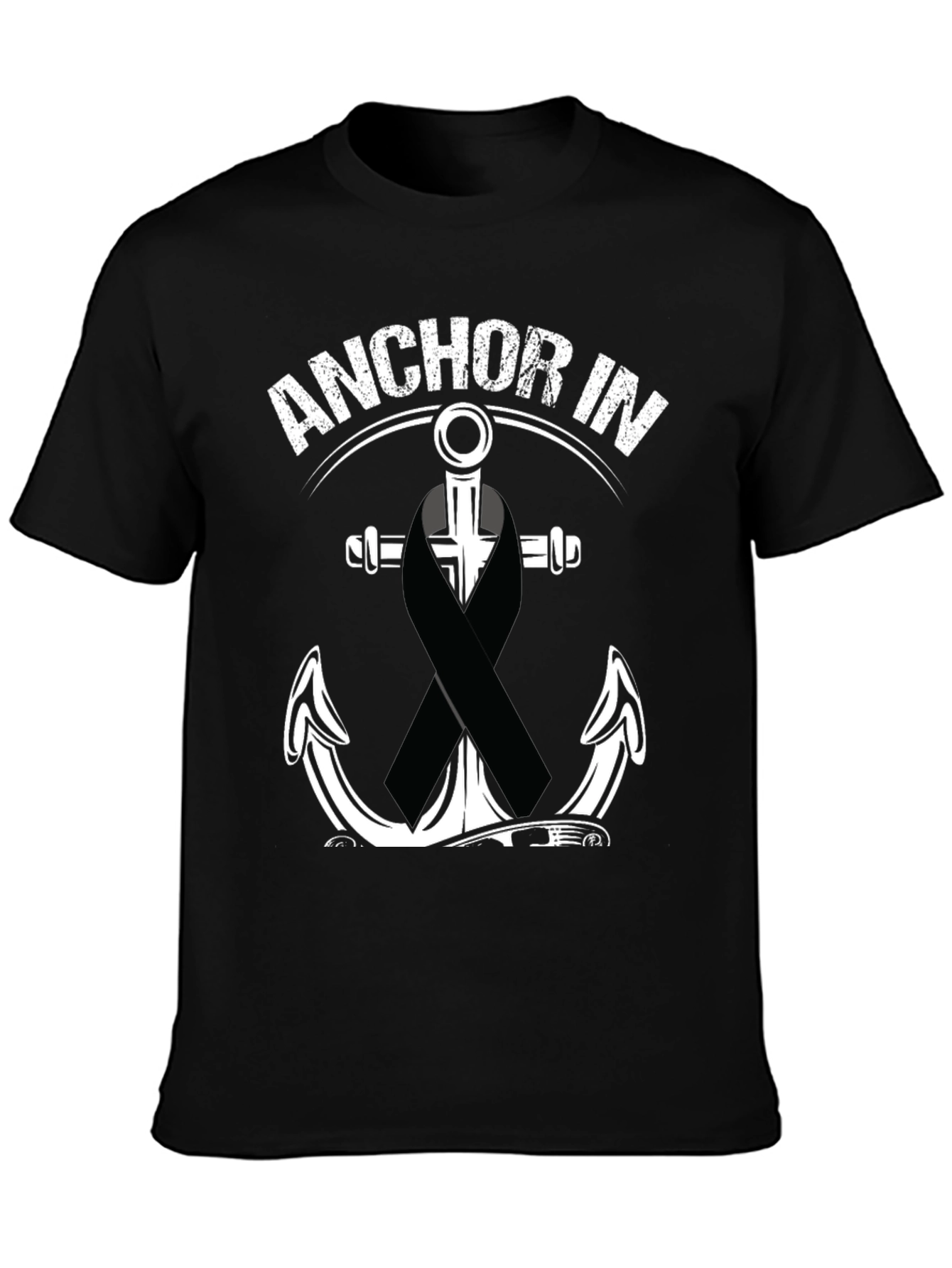 Anchor In T-Shirt With Black Ribbon