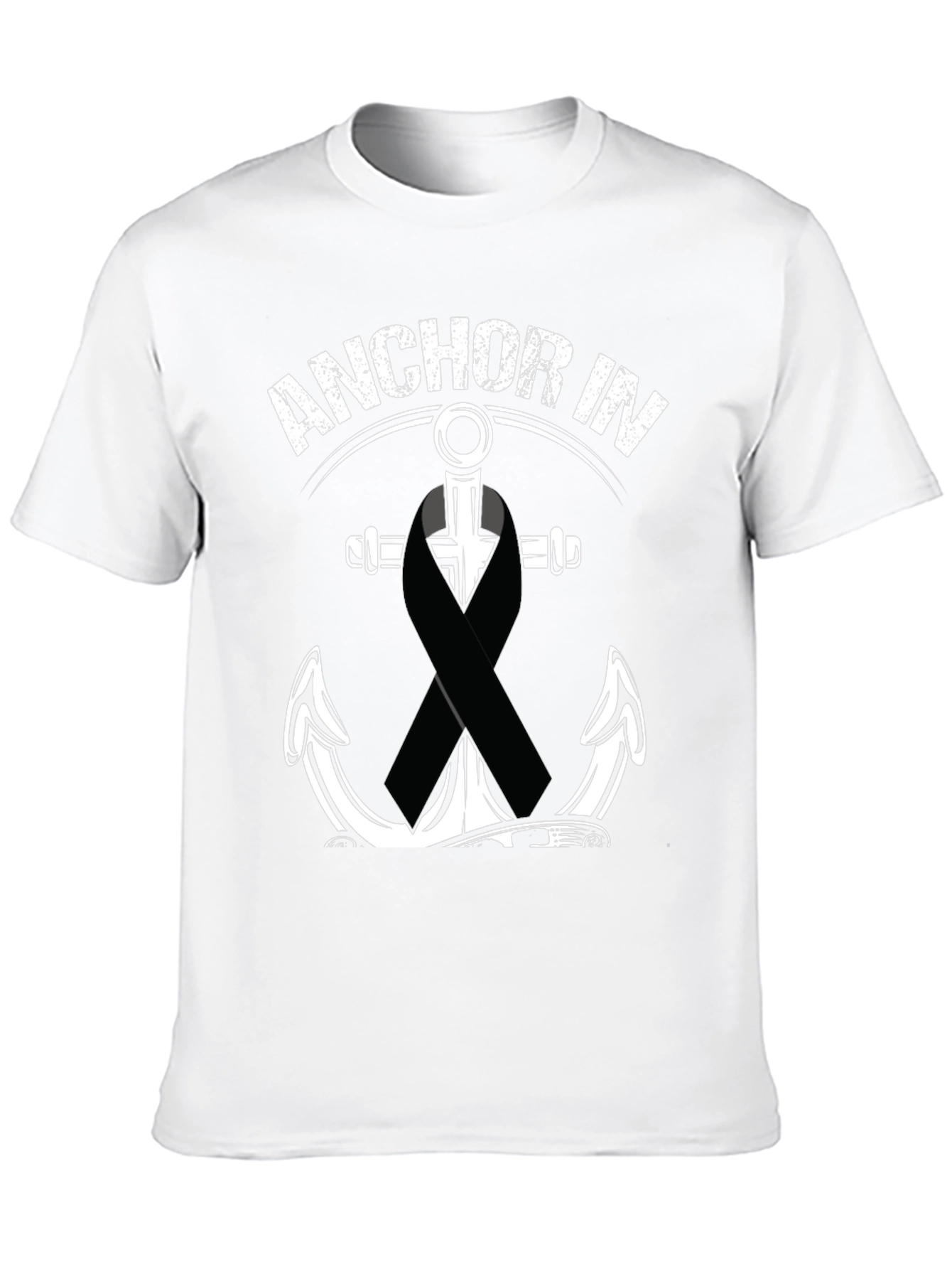 Anchor In T-Shirt With Black Ribbon