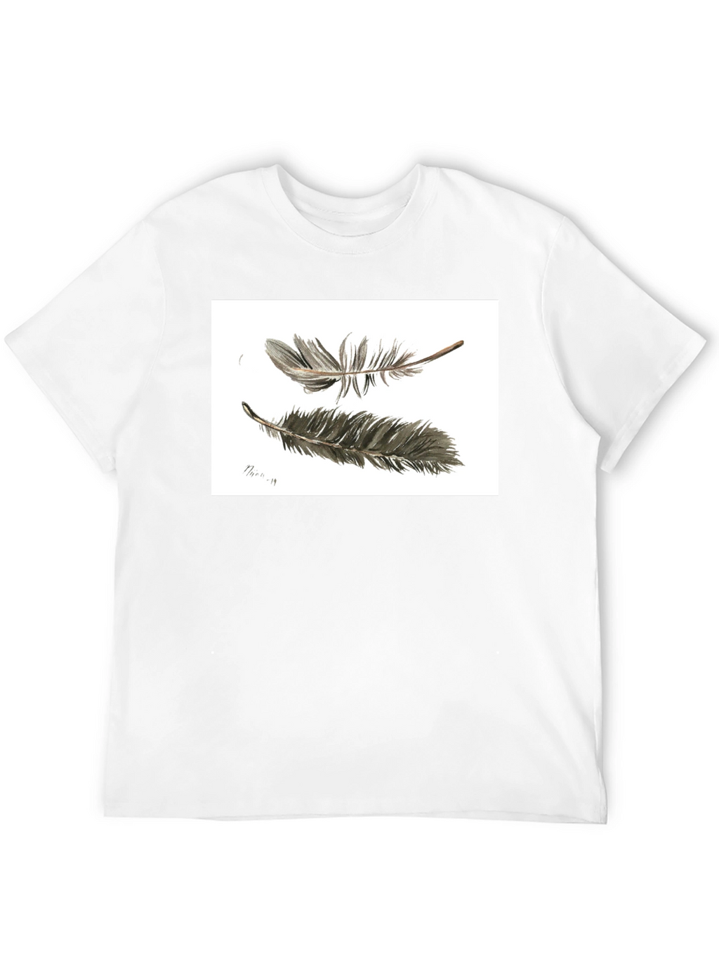 Feather Sketch Tee - Black Graphic T-Shirt