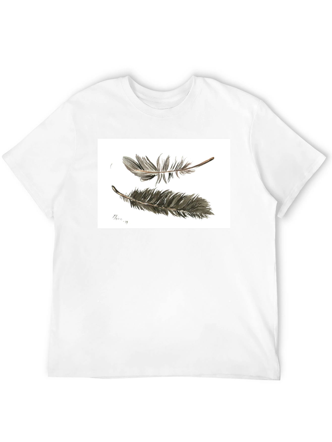Feather Sketch Tee - Black Graphic T-Shirt