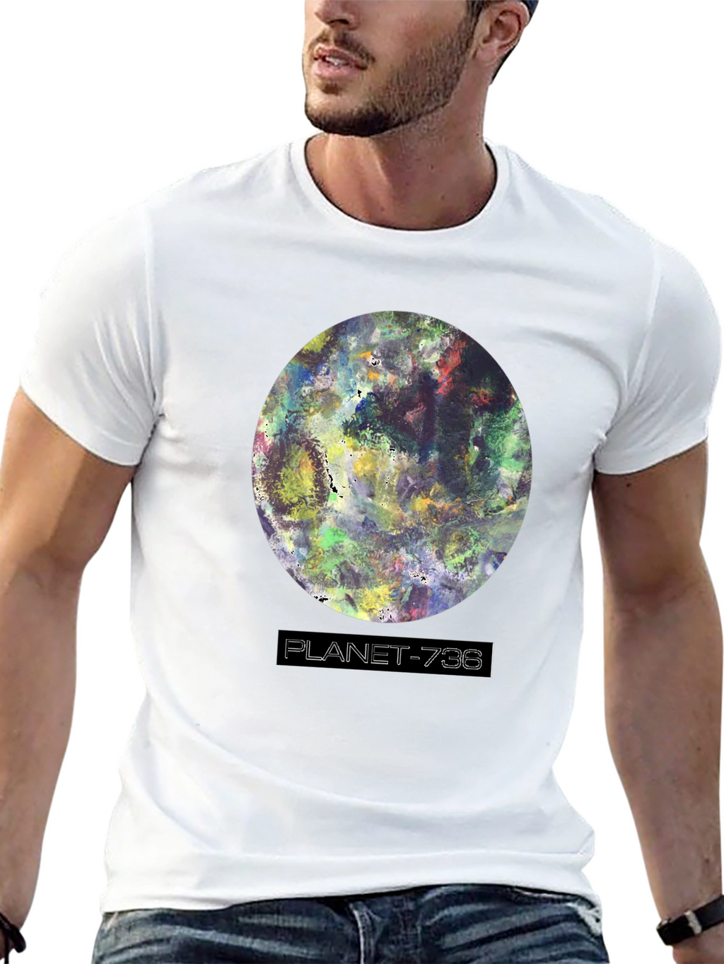 Planet-736 Graphic Black T-Shirt