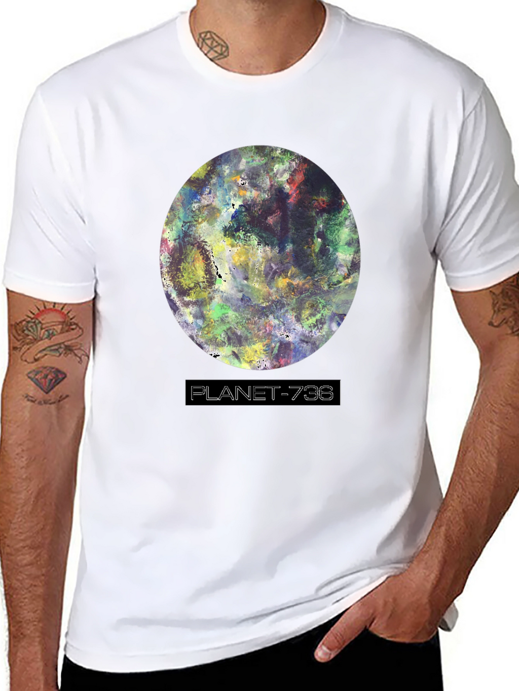 Planet-736 Graphic Black T-Shirt
