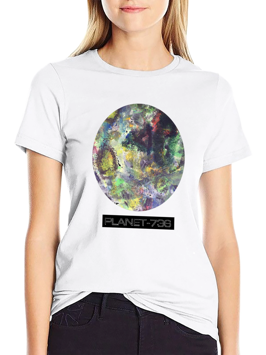 Planet-736 Graphic Black T-Shirt