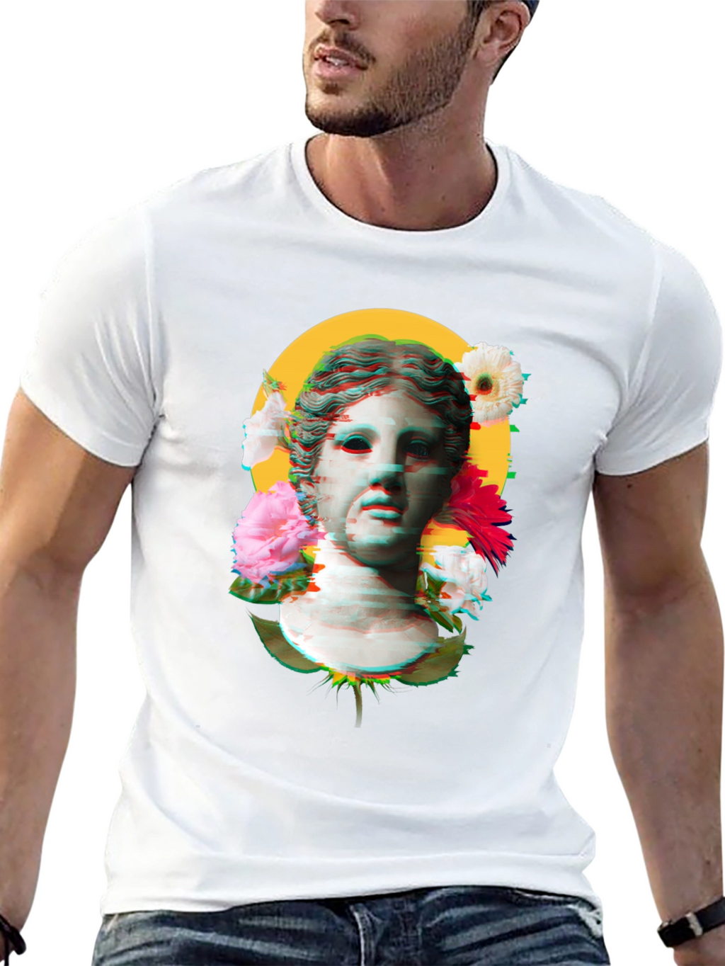 Floral Bust Graphic Tee - Unisex Black T-Shirt