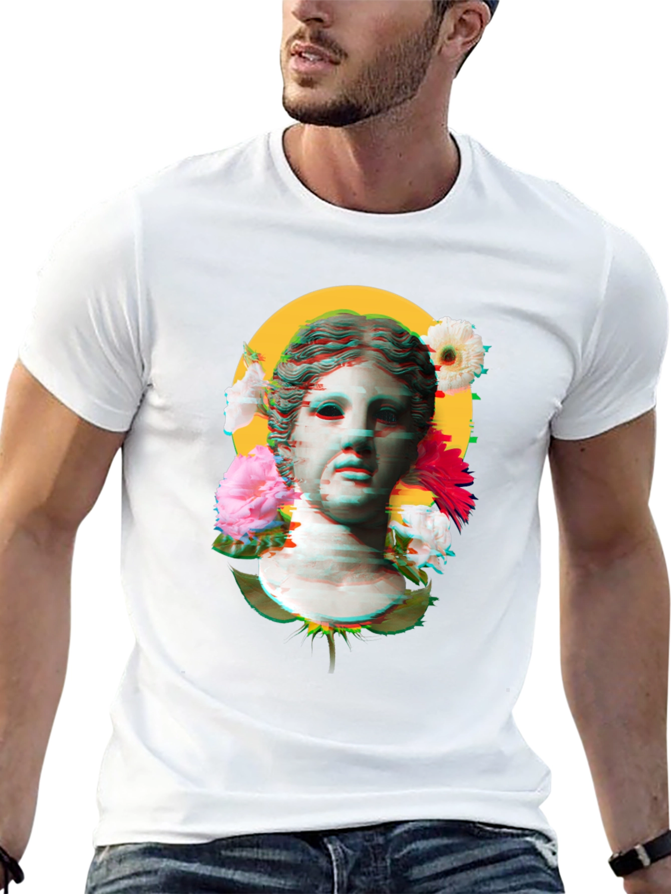 Floral Bust Graphic Tee - Unisex Black T-Shirt