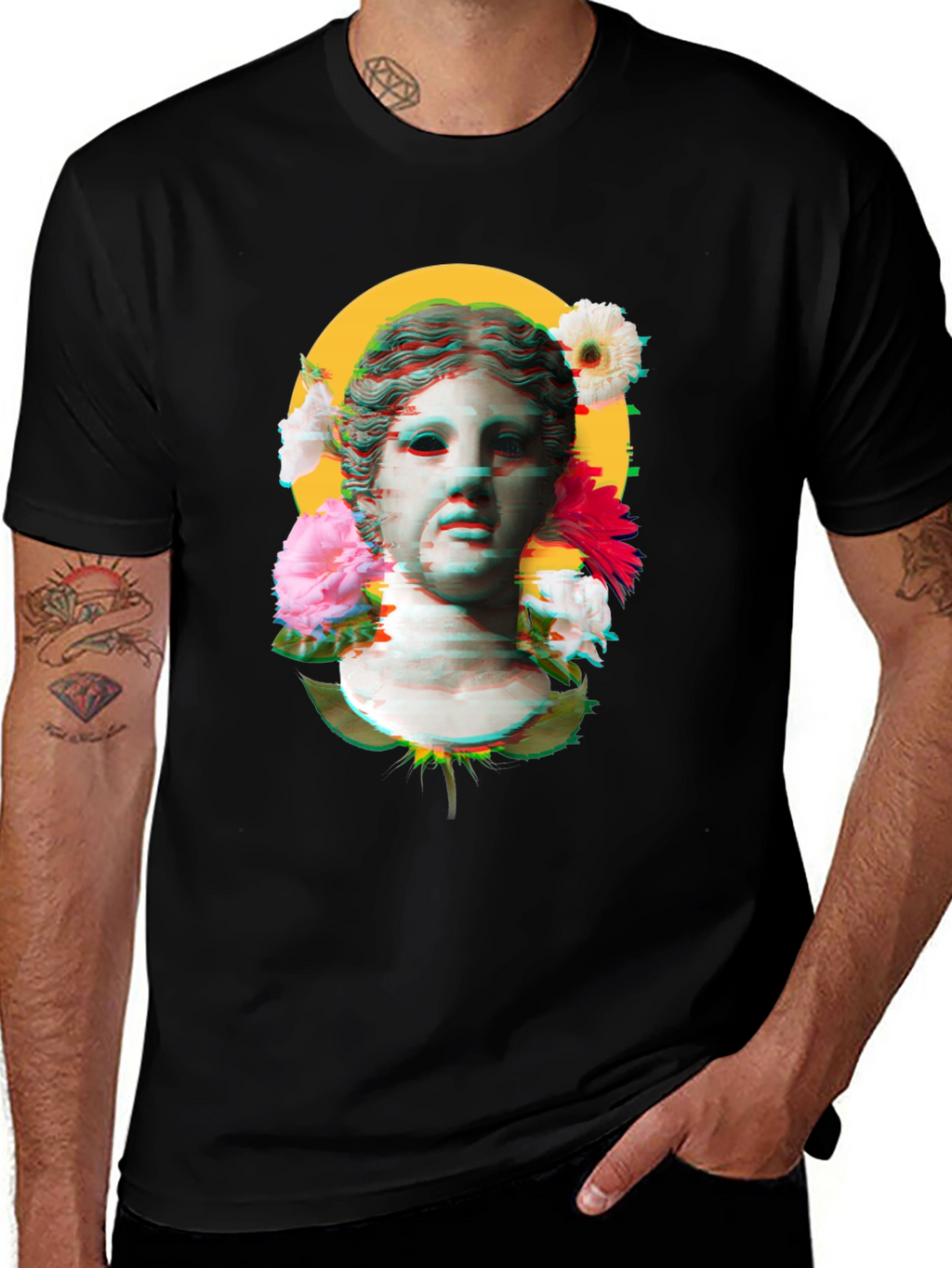 Floral Bust Graphic Tee - Unisex Black T-Shirt