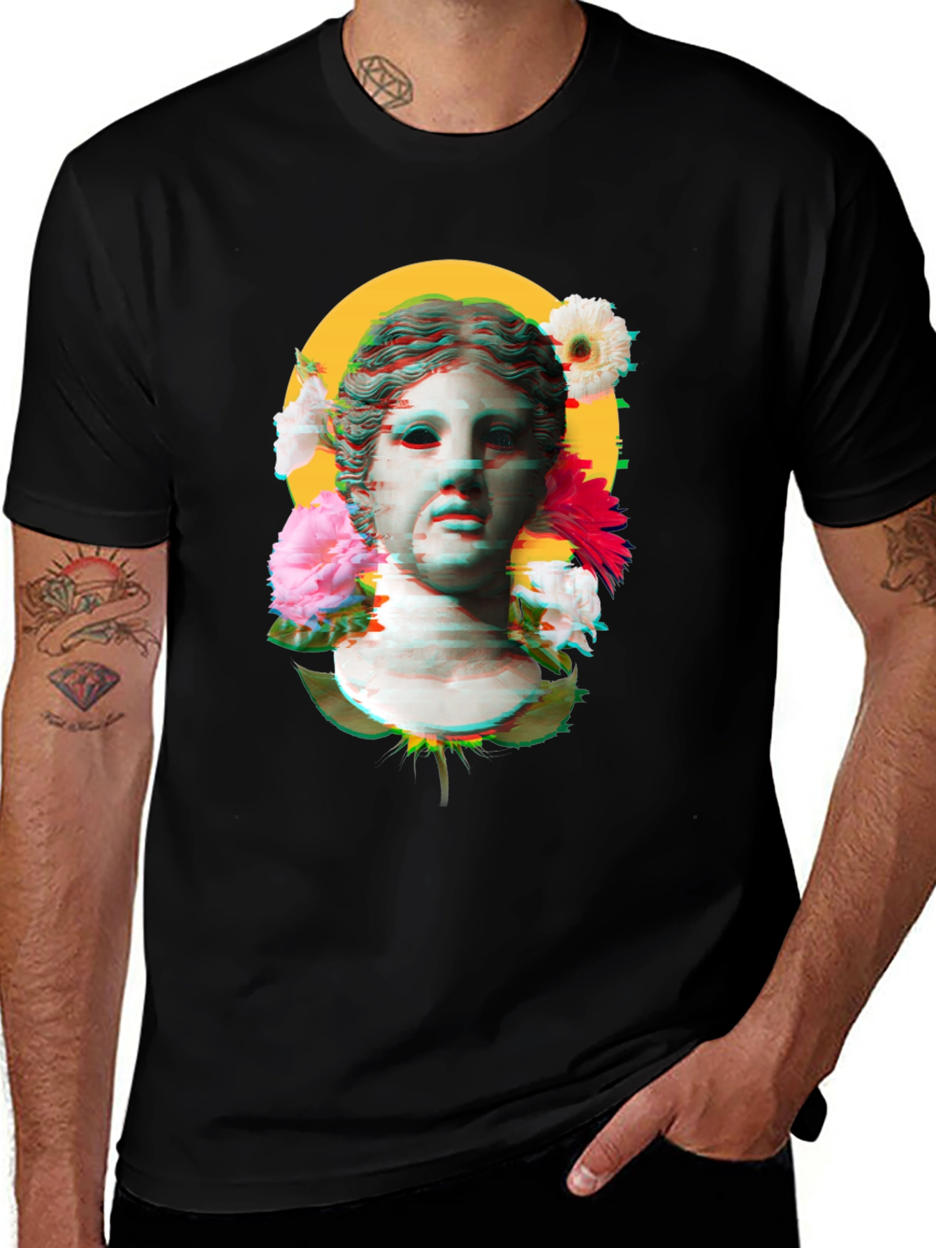 Floral Bust Graphic Tee - Unisex Black T-Shirt