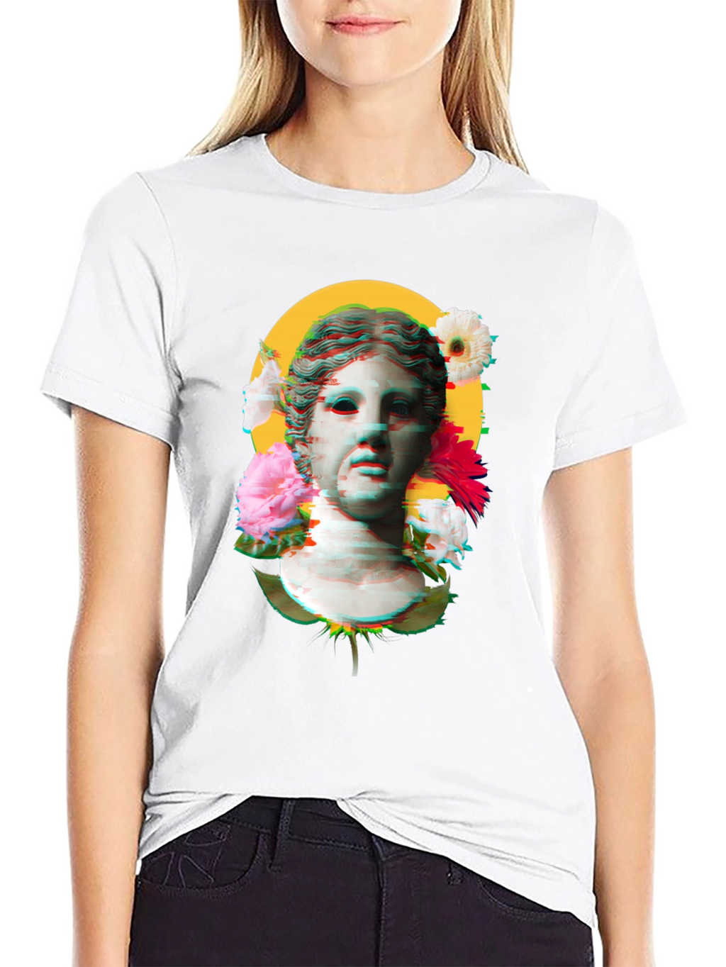 Floral Bust Graphic Tee - Unisex Black T-Shirt