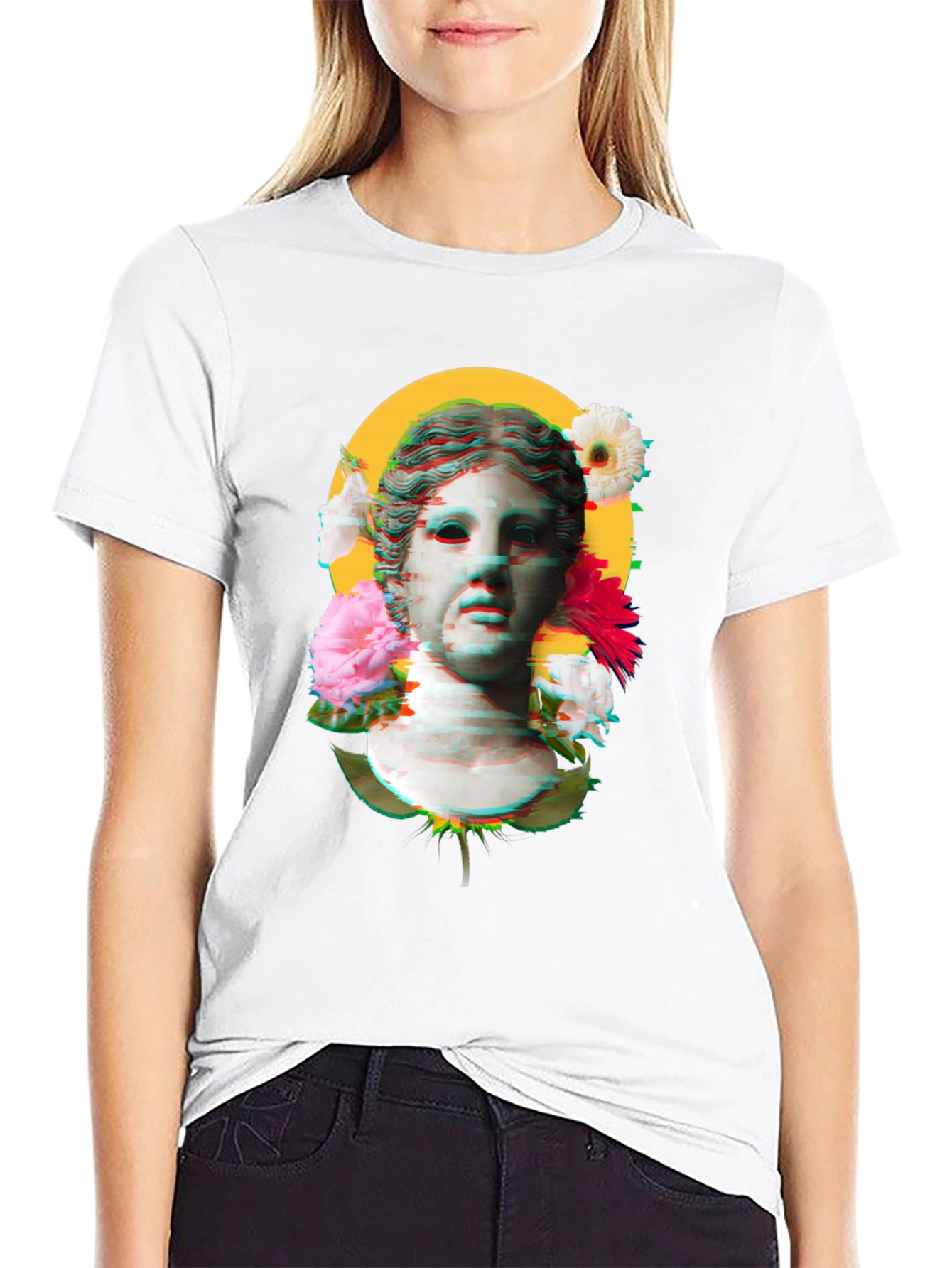 Floral Bust Graphic Tee - Unisex Black T-Shirt