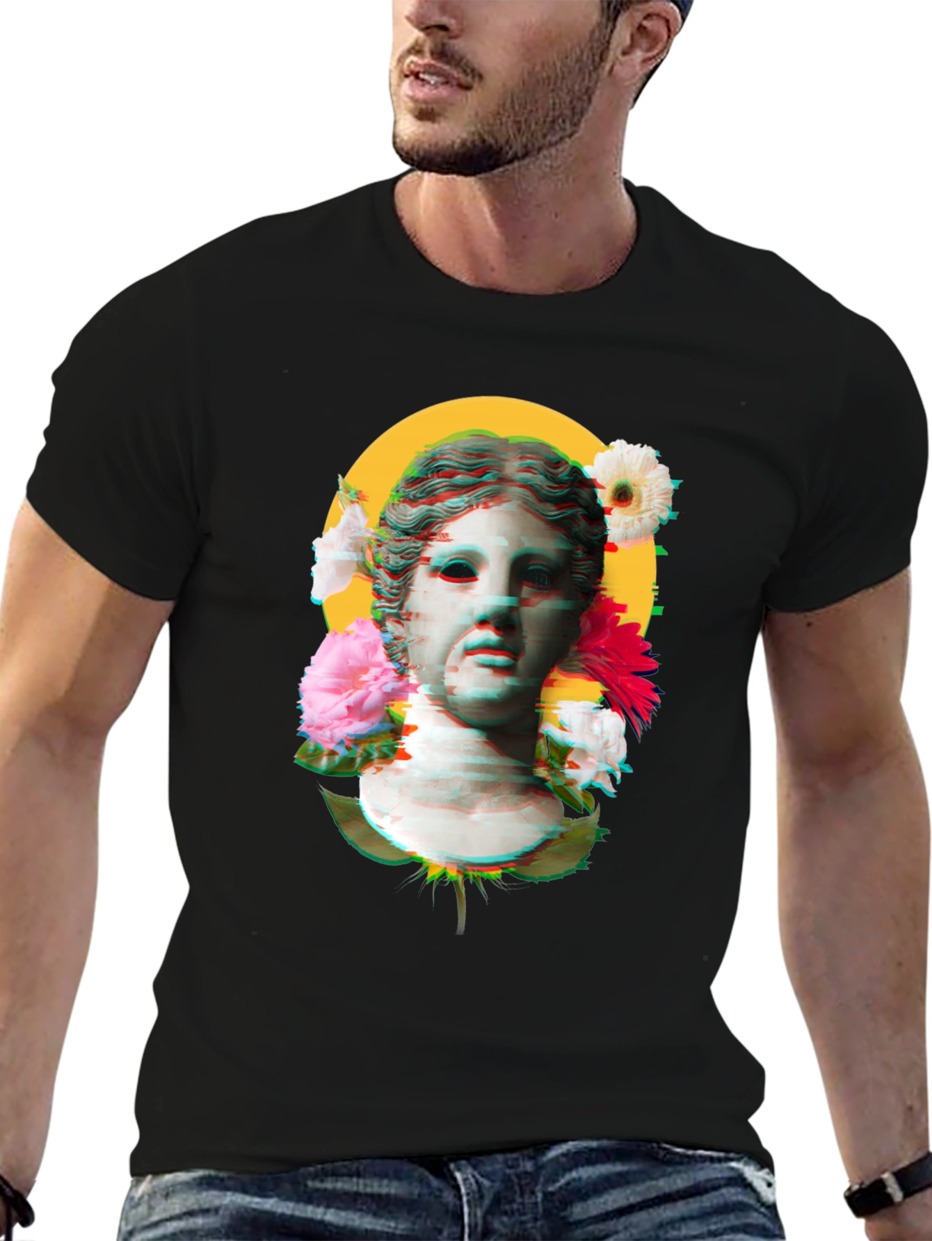 Floral Bust Graphic Tee - Unisex Black T-Shirt