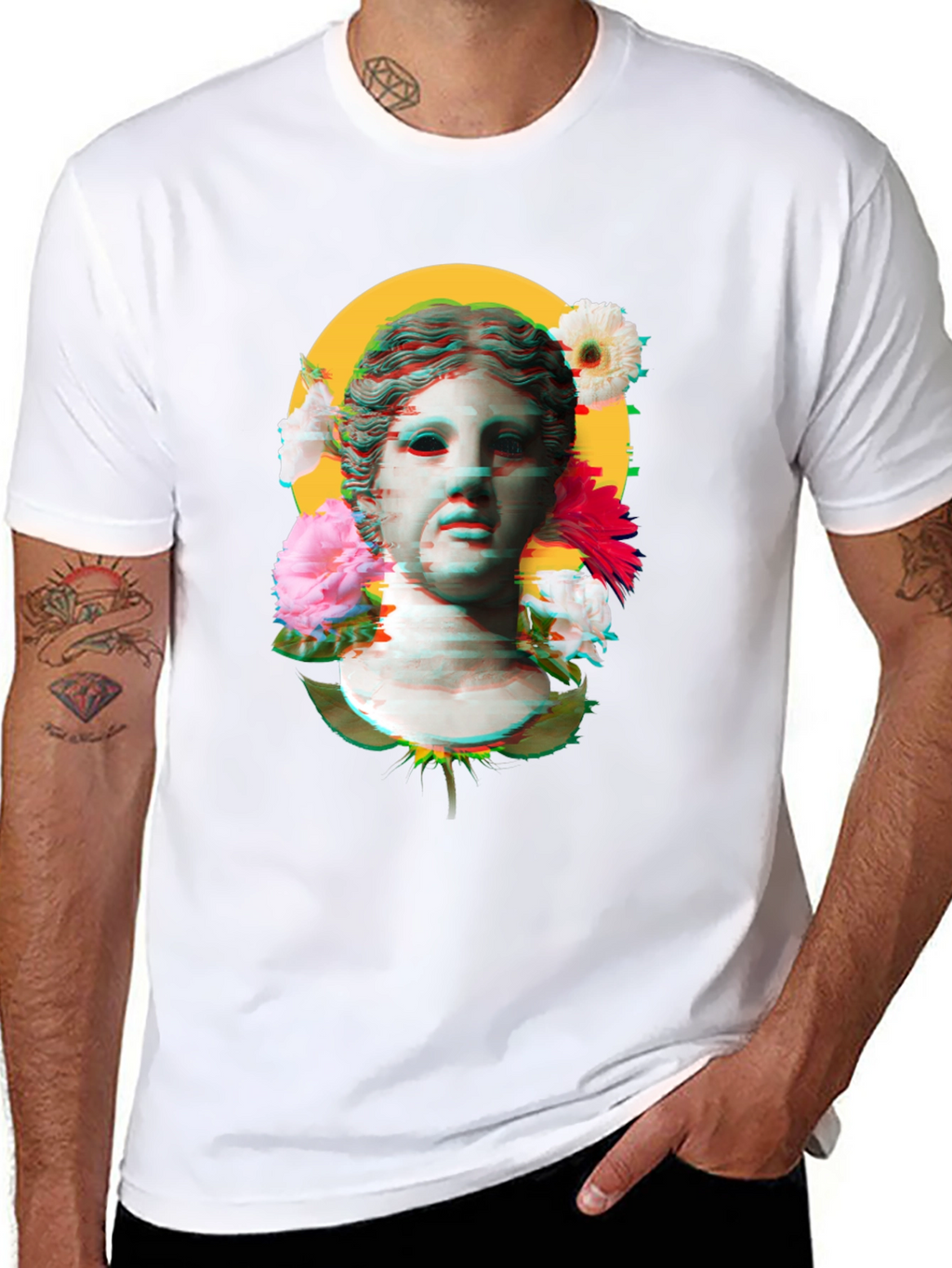 Floral Bust Graphic Tee - Unisex Black T-Shirt