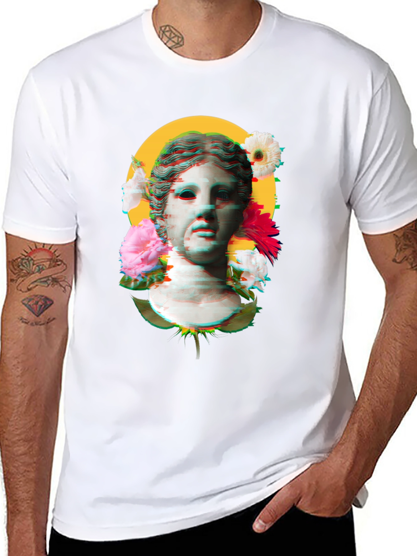 Floral Bust Graphic Tee - Unisex Black T-Shirt