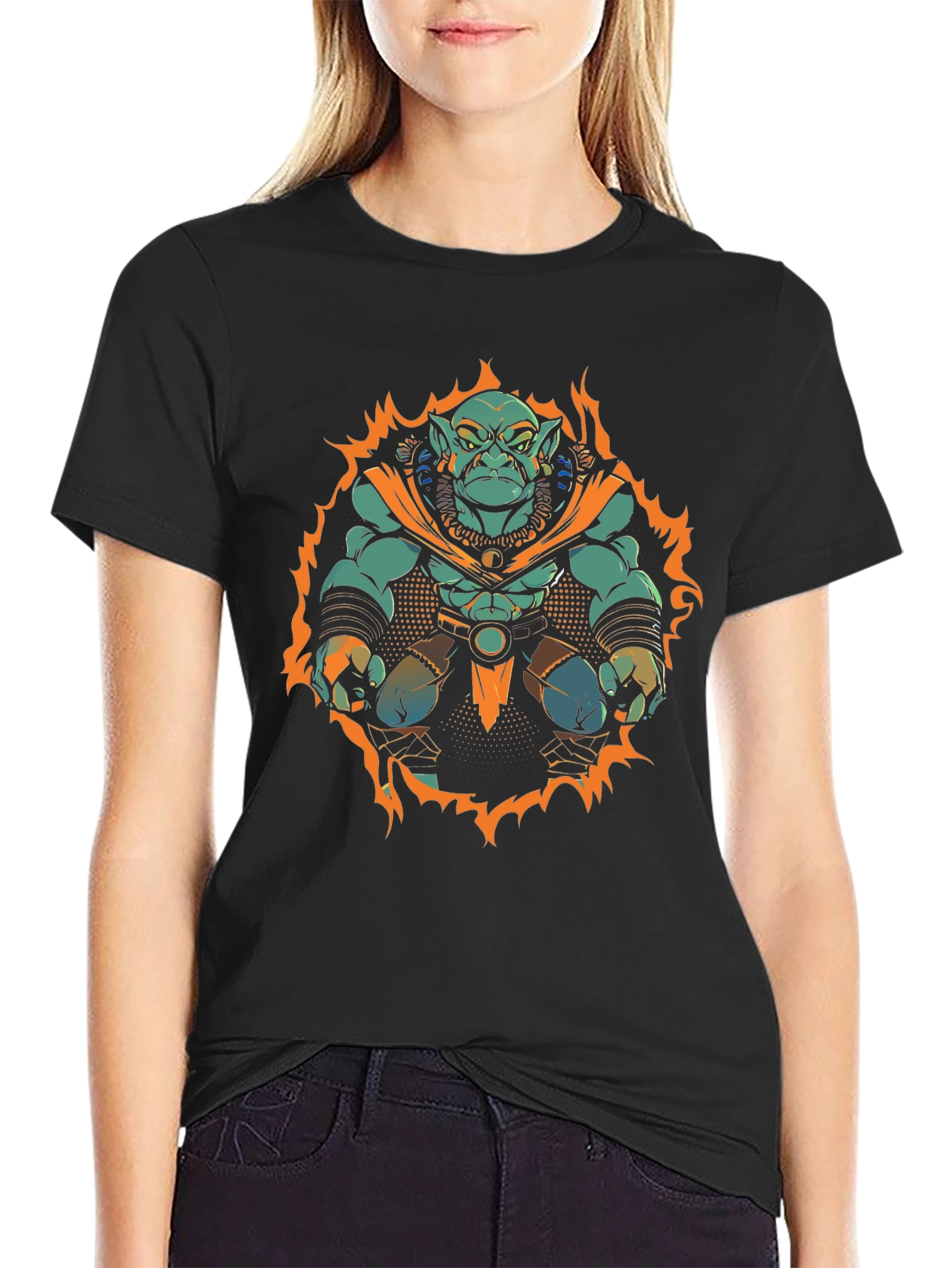 Troll Warrior Graphic Tee - Black Cotton Shirt