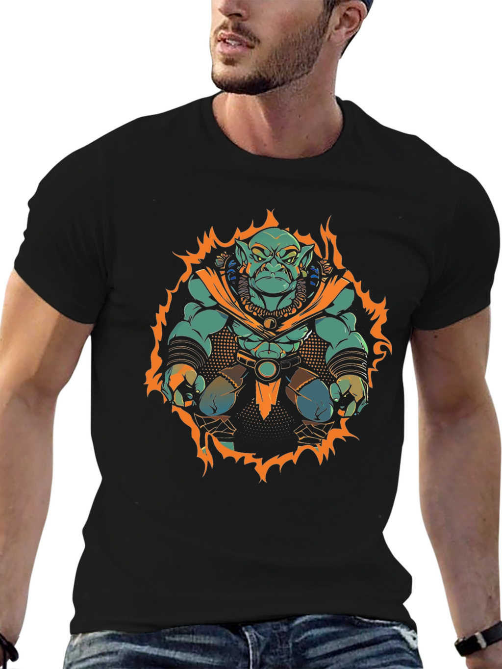 Troll Warrior Graphic Tee - Black Cotton Shirt