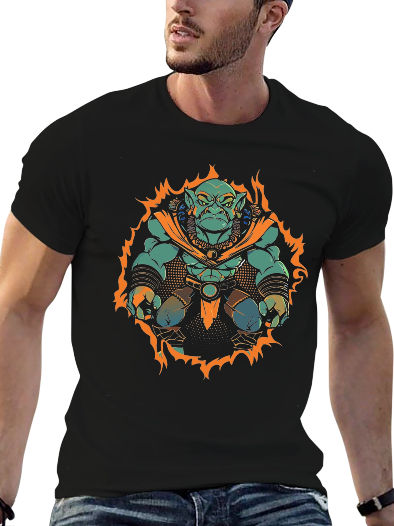 Troll Warrior Graphic Tee - Black Cotton Shirt