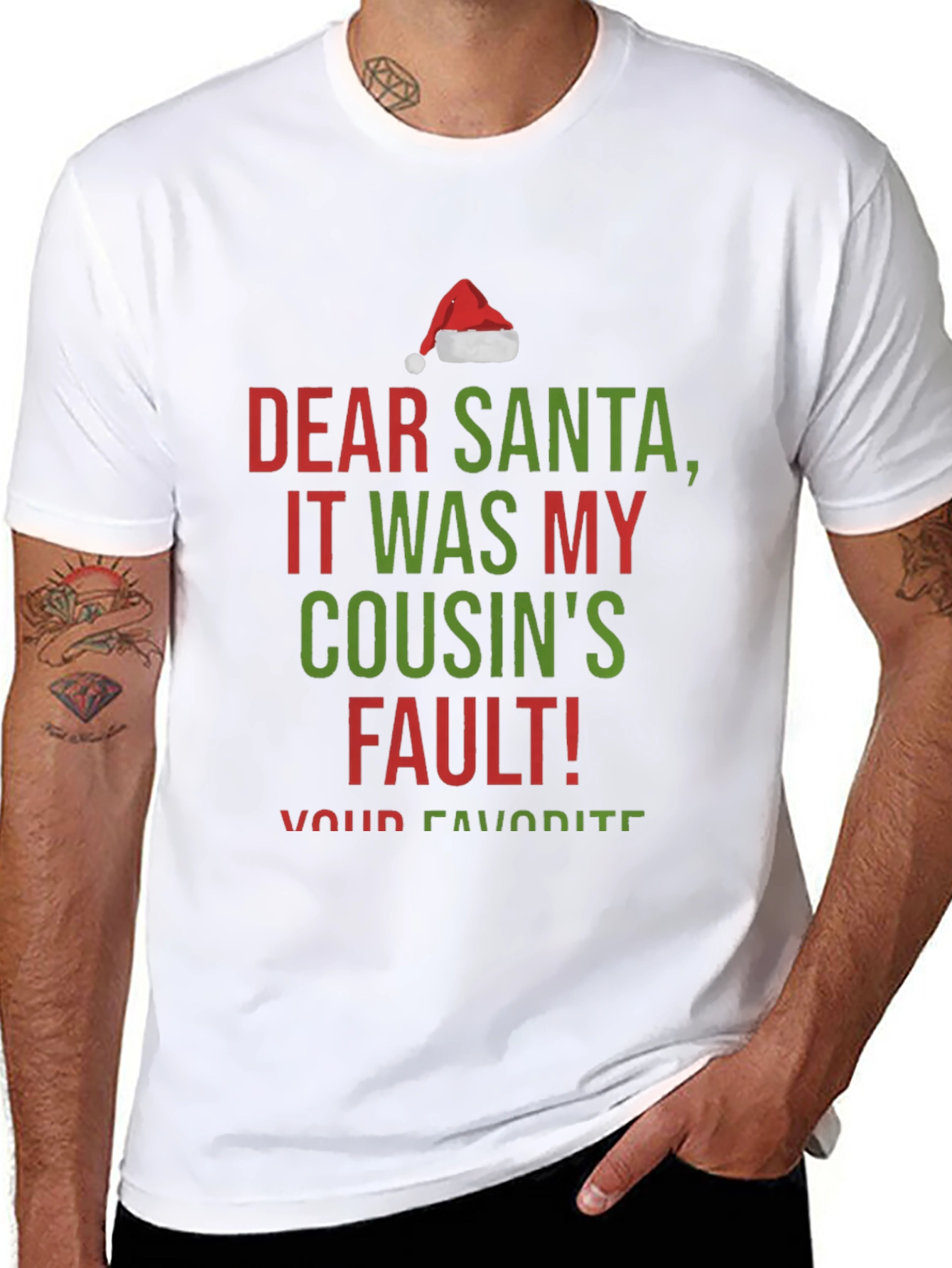Dear Santa It Was My Cousins Fault! Christmas T-Shirt
