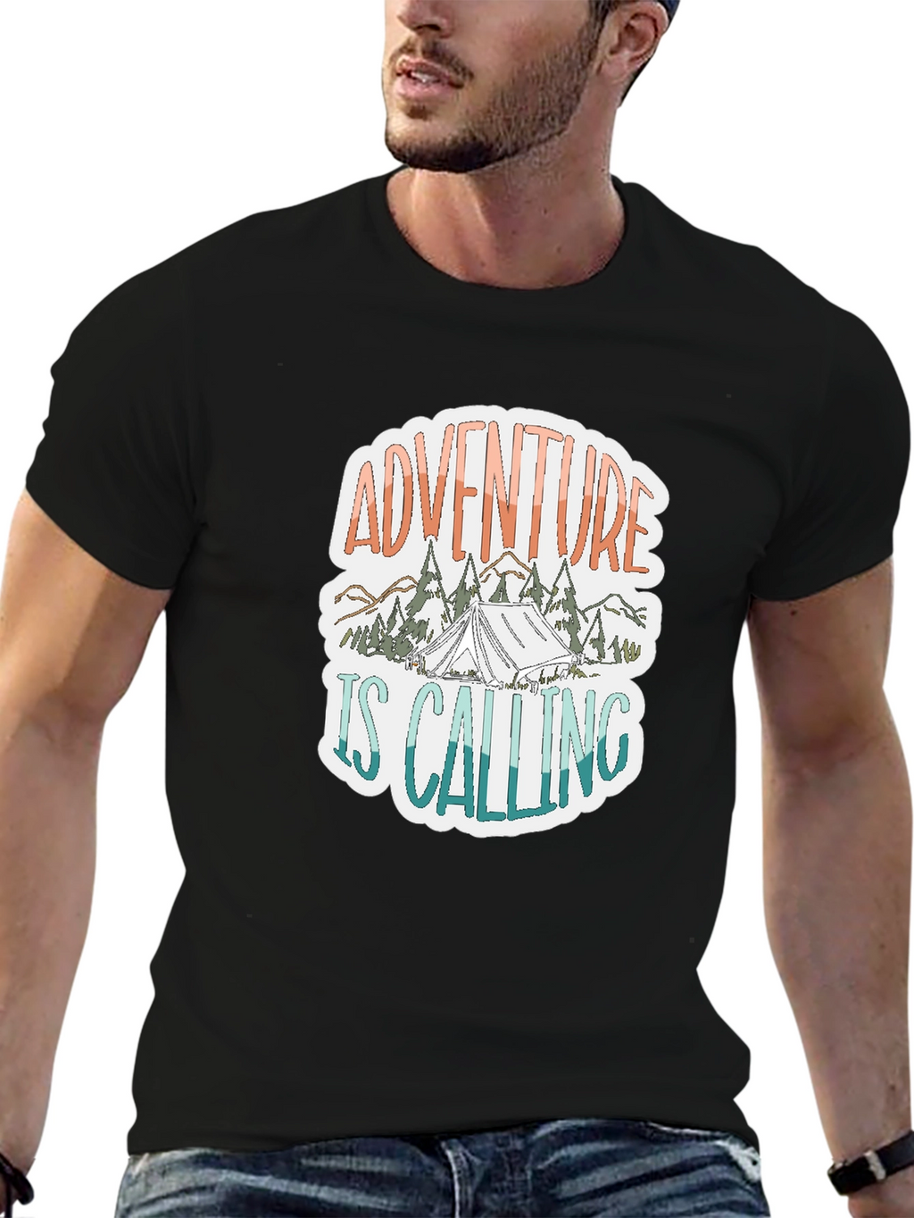 Adventure is Calling Graphic Tee - Black