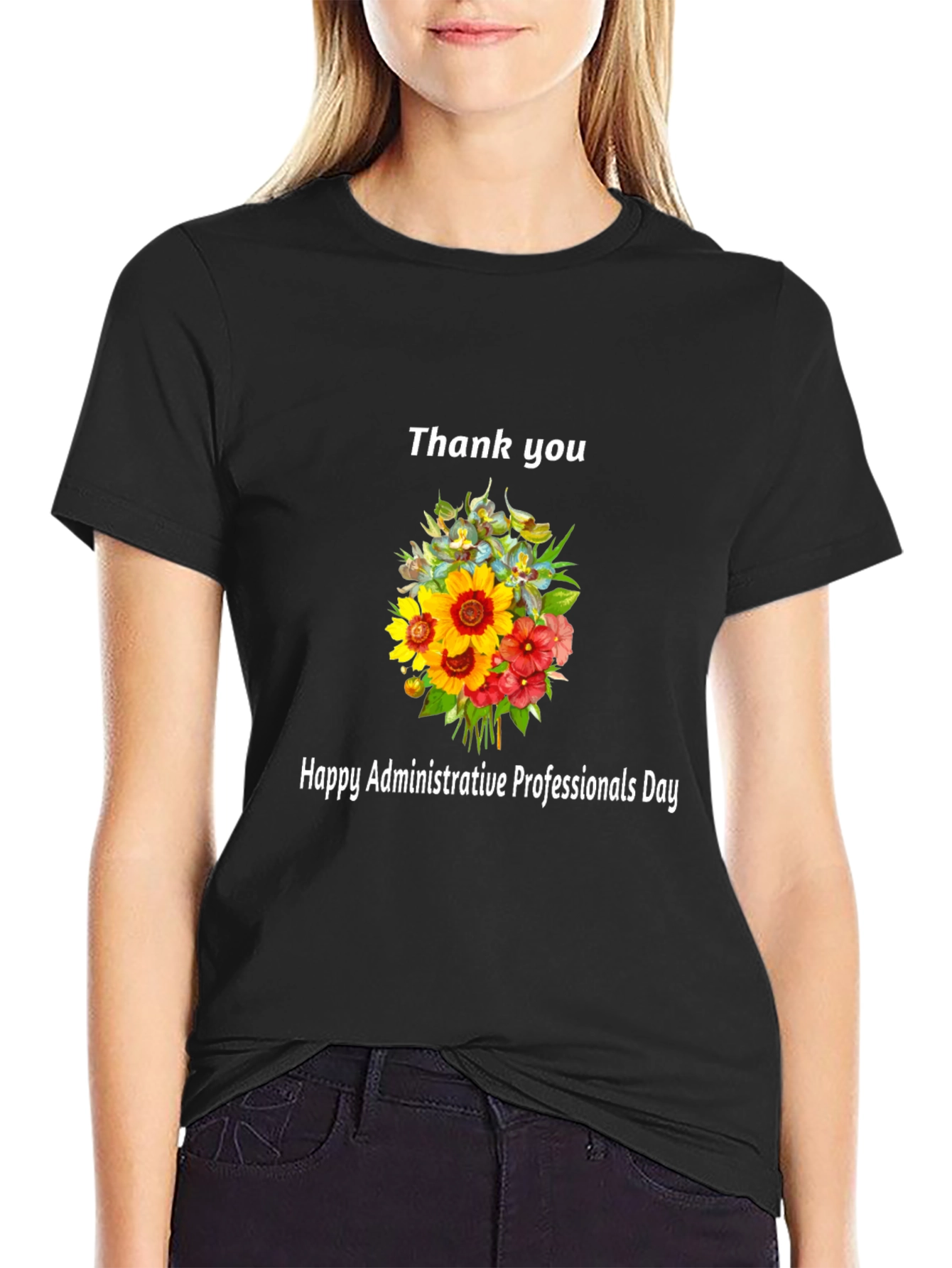 Thank You Admin Day T-Shirt - Floral Appreciation Tee
