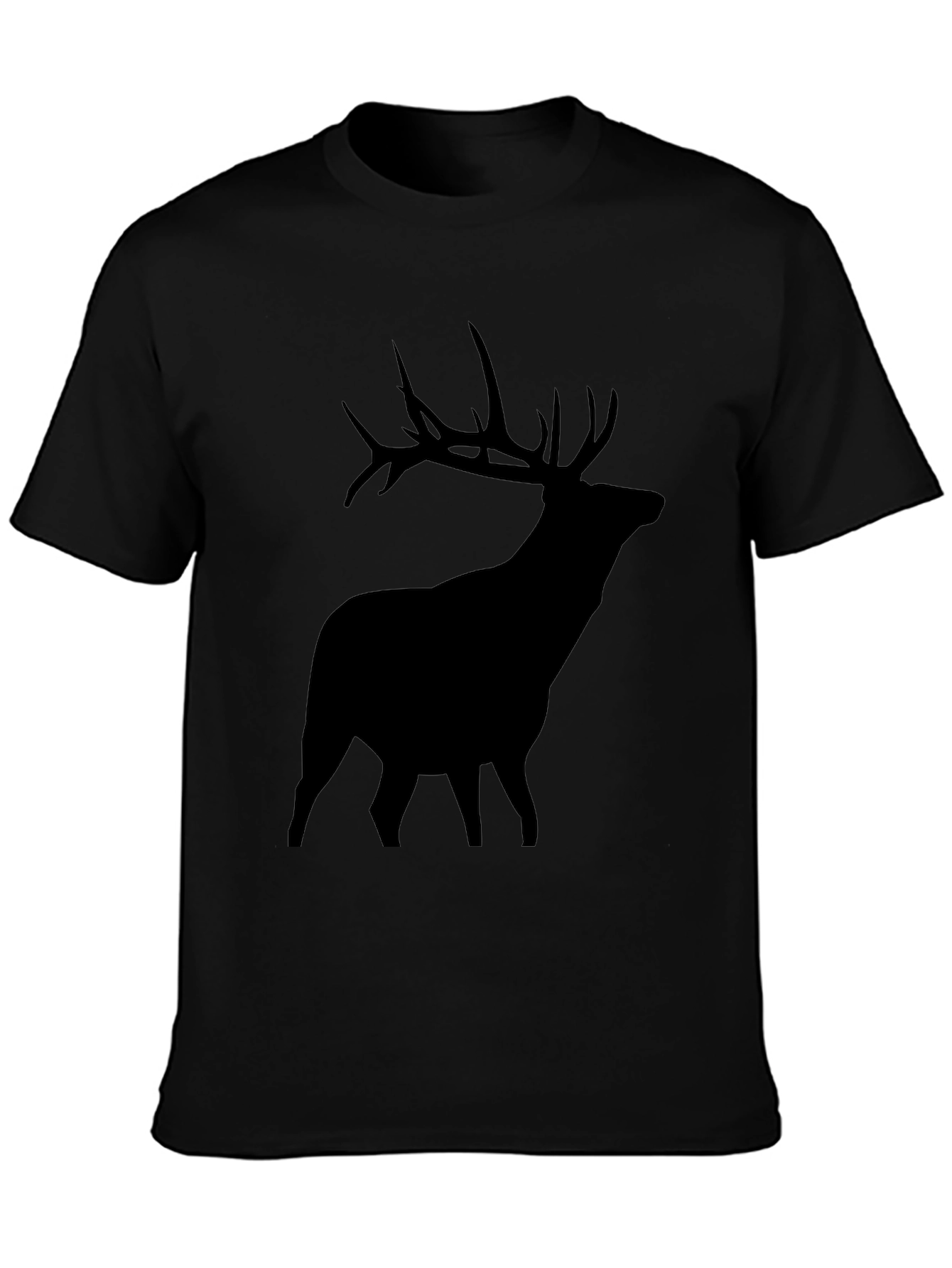 Elk Silhouette Graphic Tee - Black Crew Neck