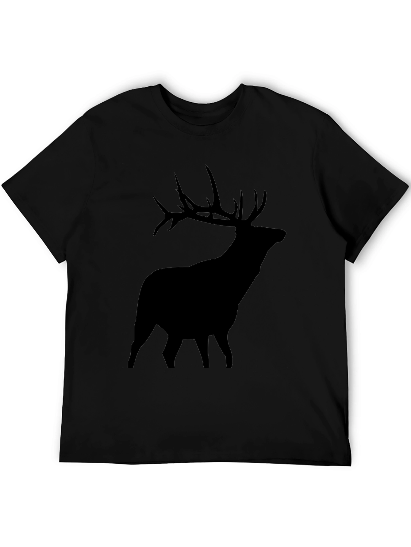 Elk Silhouette Graphic Tee - Black Crew Neck