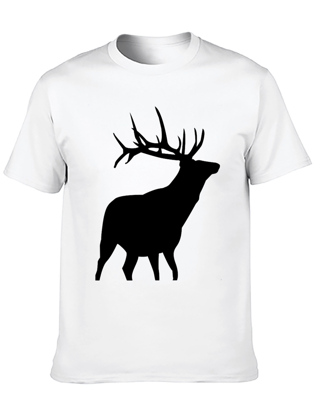 Elk Silhouette Graphic Tee - Black Crew Neck