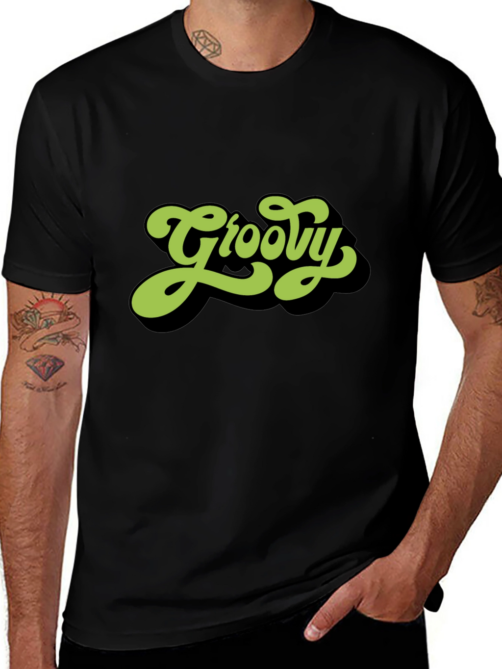 Groovy Retro Style Black T-Shirt