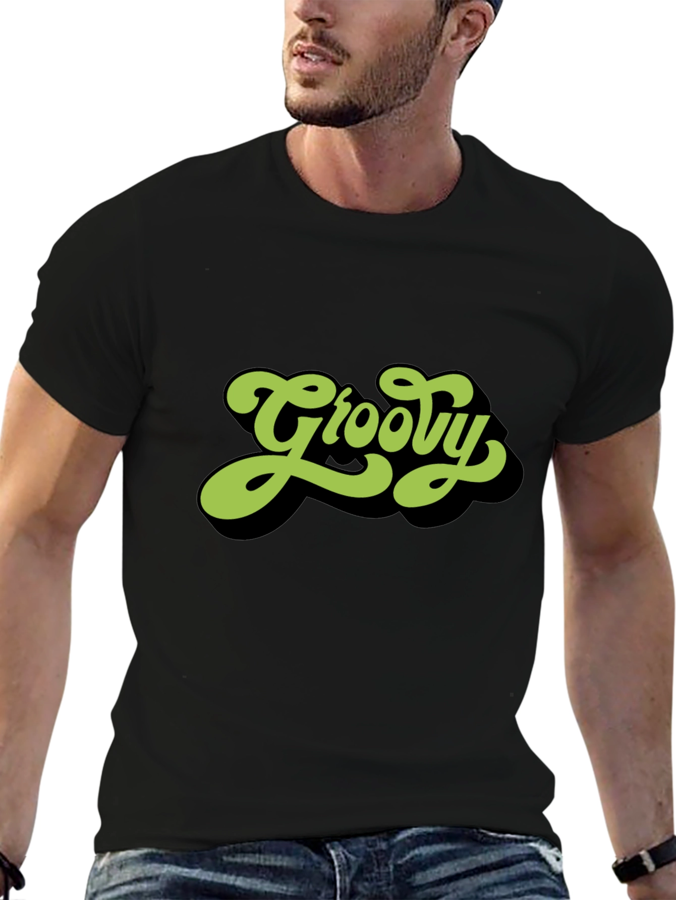 Groovy Retro Style Black T-Shirt