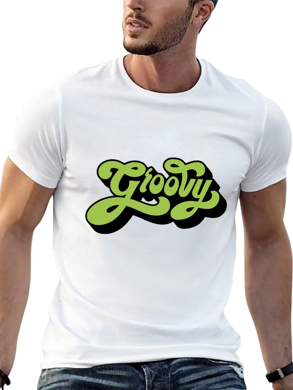 Groovy Retro Style Black T-Shirt