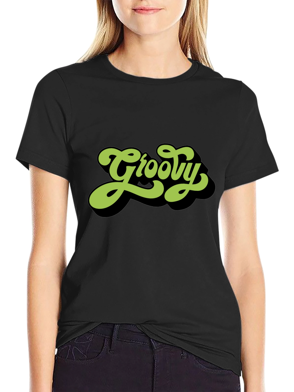Groovy Retro Style Black T-Shirt