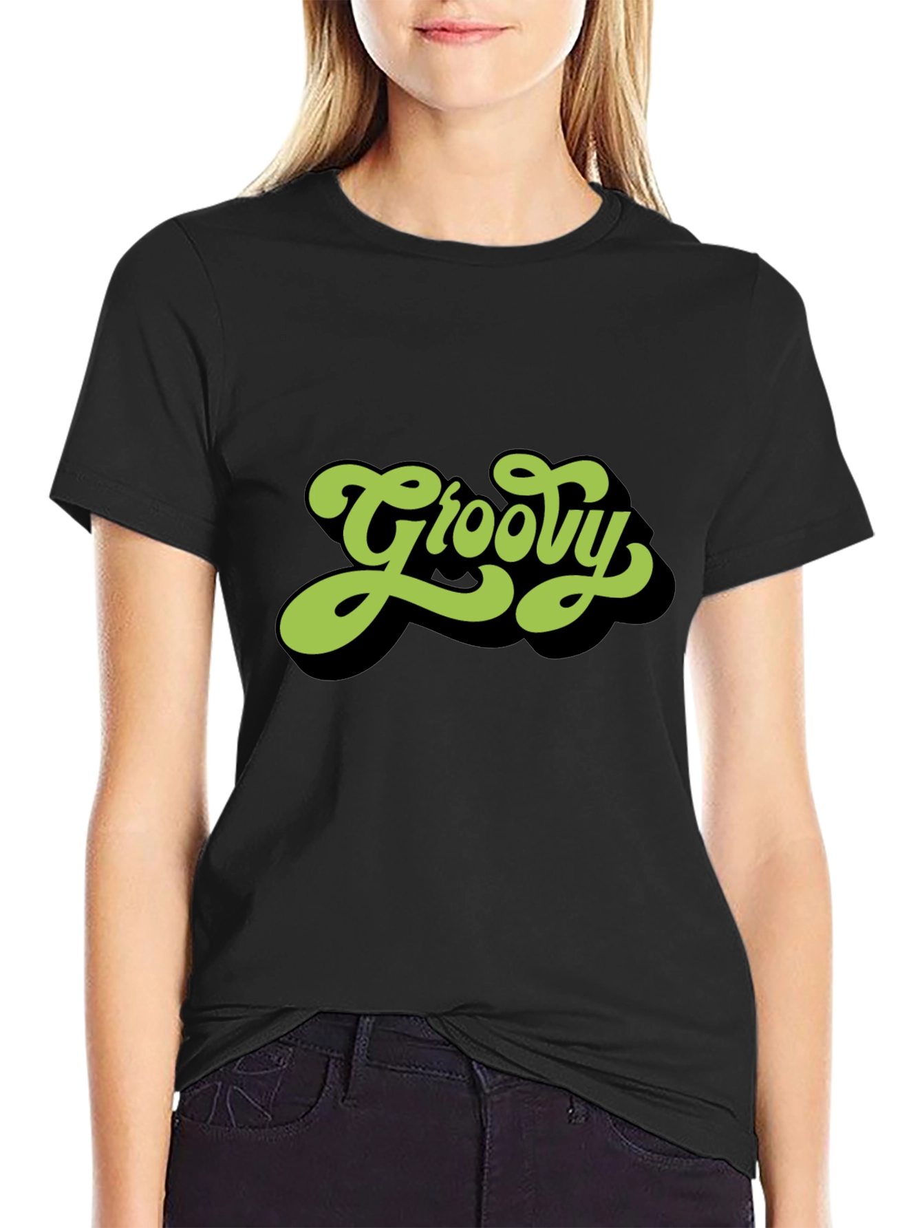Groovy Retro Style Black T-Shirt