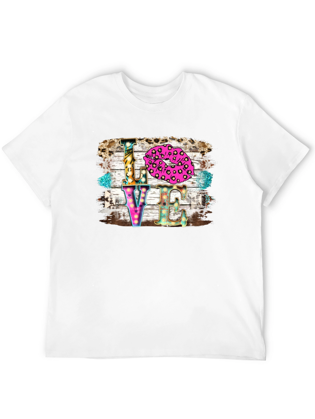 LOVE Kiss Leopard Print Graphic Tee