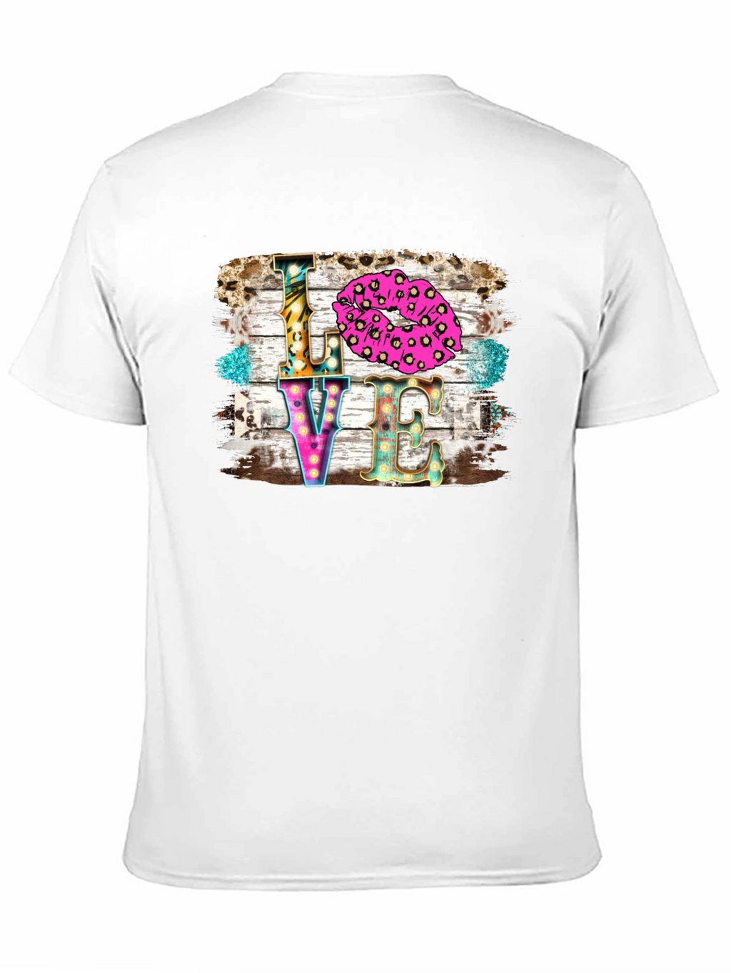 LOVE Kiss Leopard Print Graphic Tee