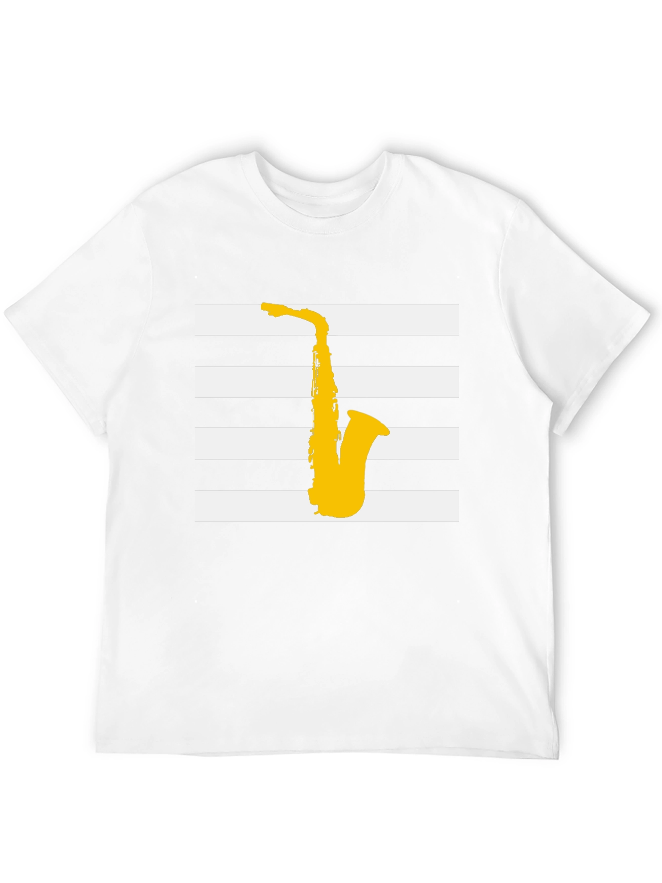 Saxophone Graphic Tee - Black Striped Music Shirt