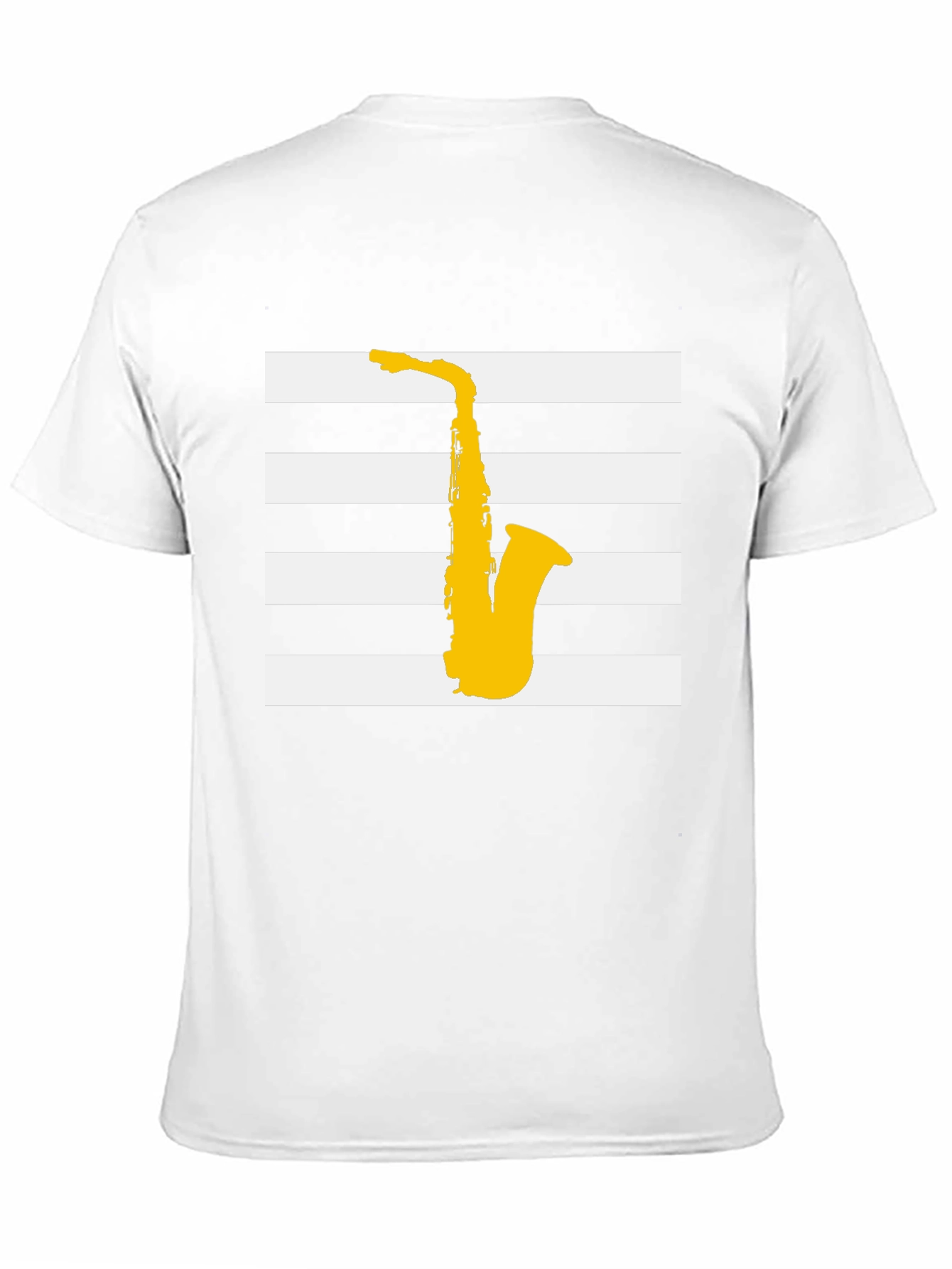 Saxophone Graphic Tee - Black Striped Music Shirt
