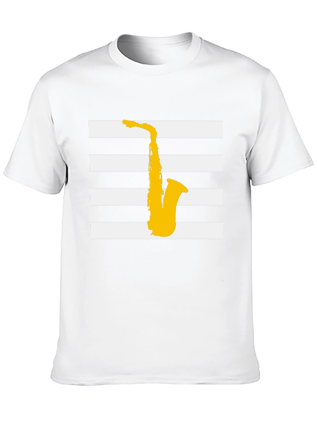 Saxophone Graphic Tee - Black Striped Music Shirt