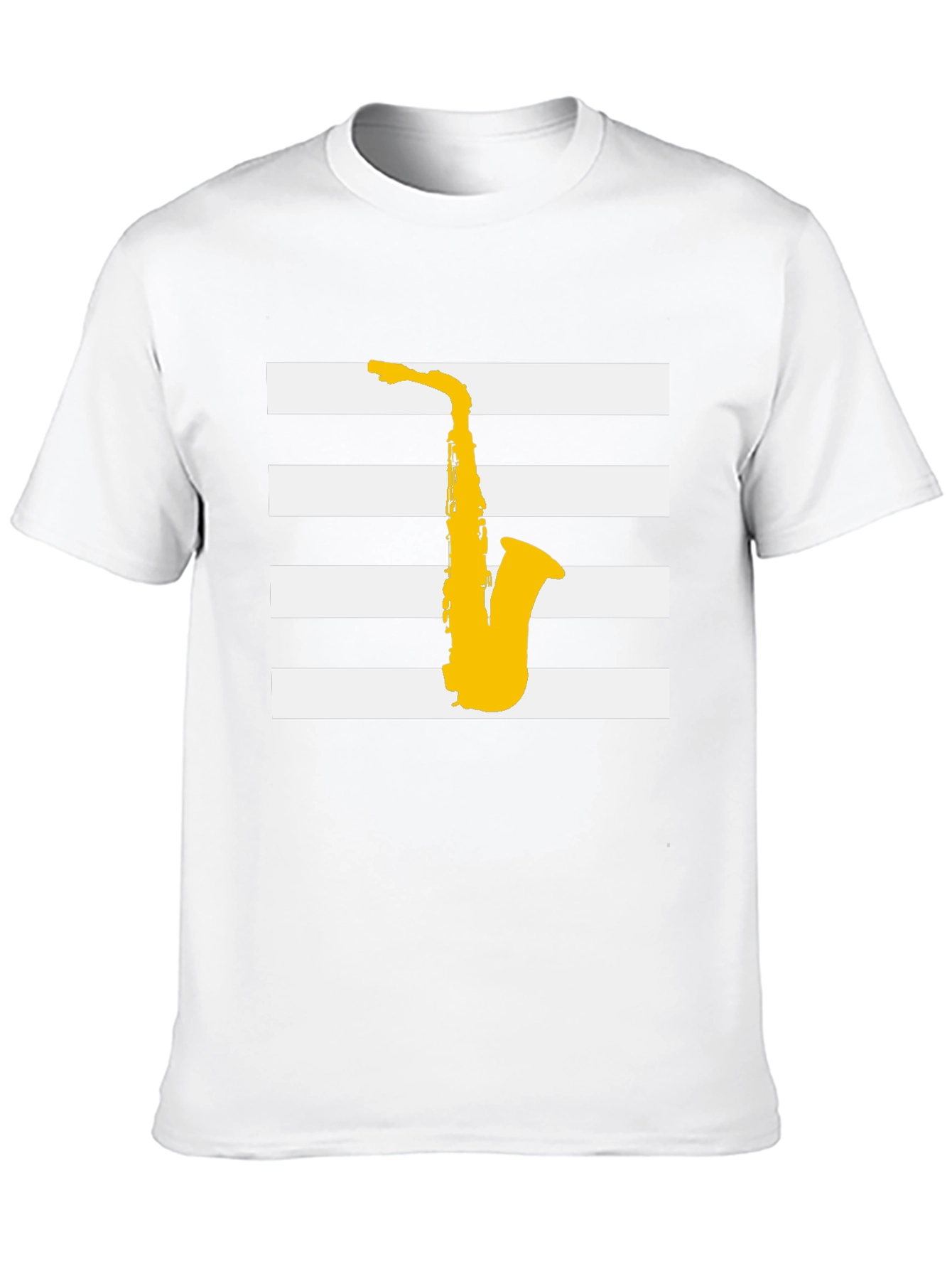 Saxophone Graphic Tee - Black Striped Music Shirt