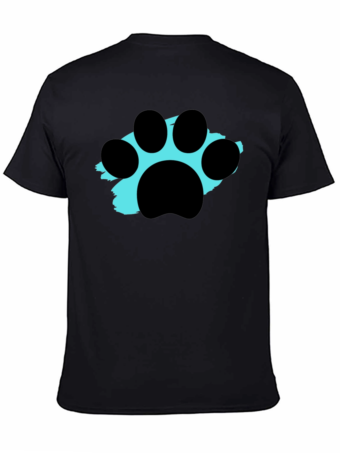 Paw Print Graphic Tee - Black Crewneck T-Shirt