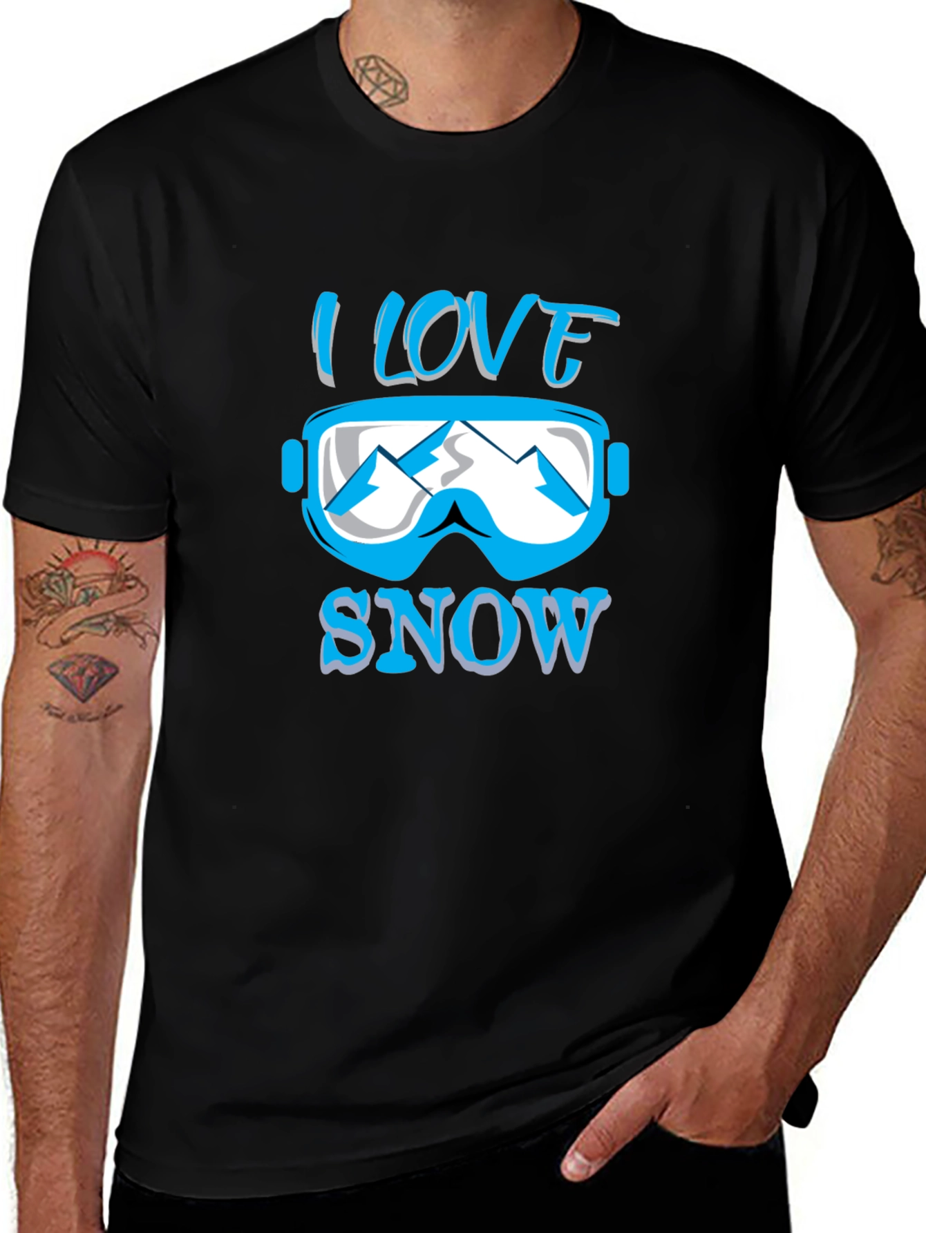 I Love Snow T-Shirt Winter Sports Apparel Ski Goggles Design