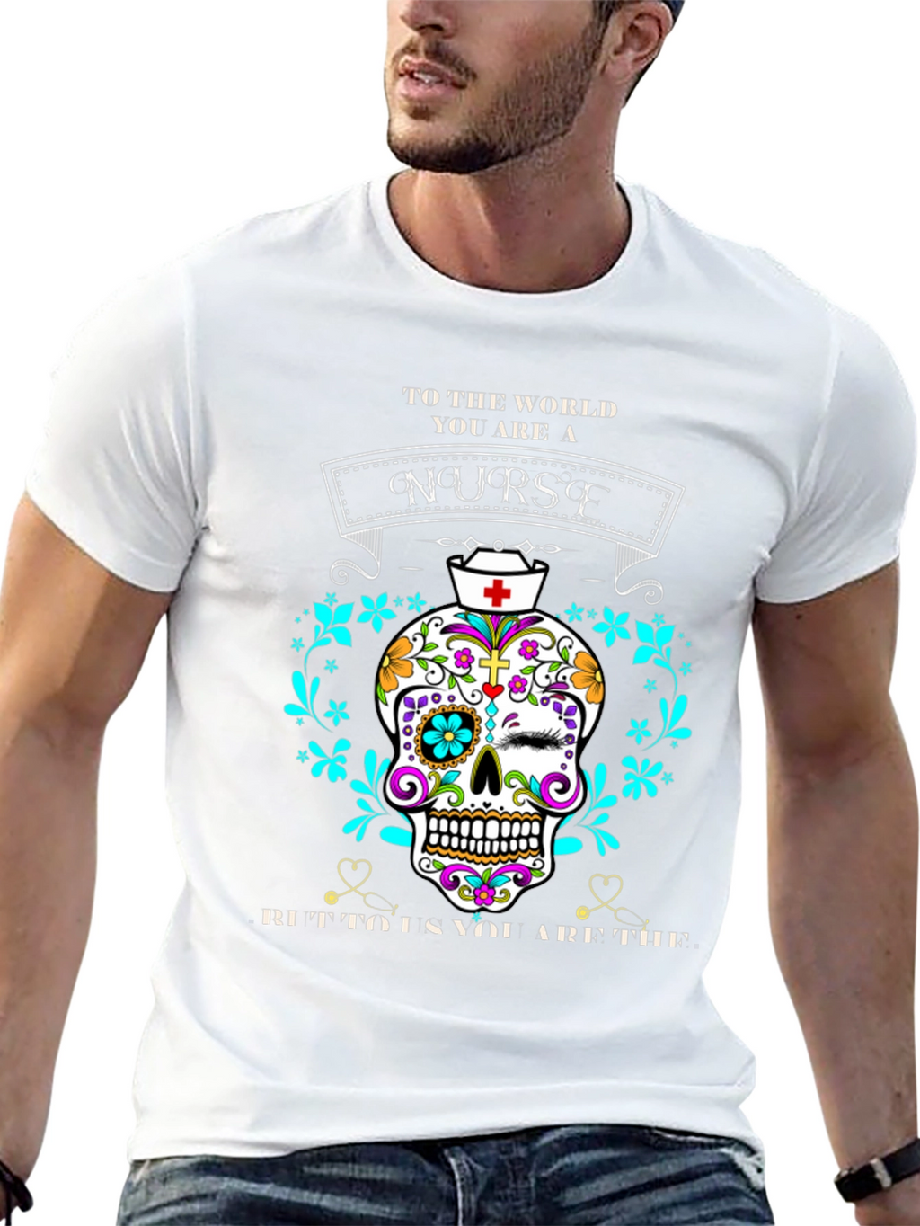 Nurse Sugar Skull Graphic Tee